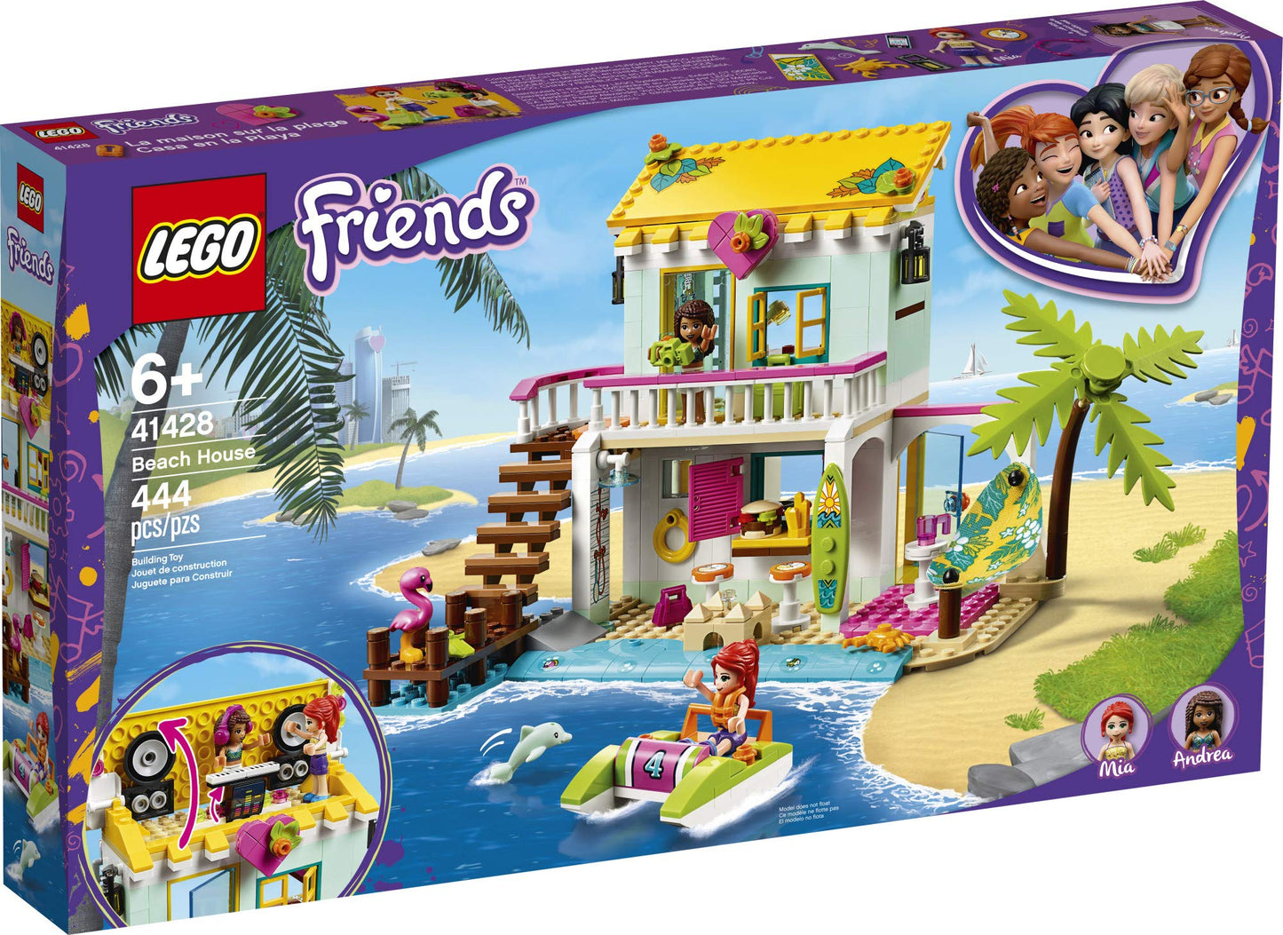 LEGO Friends Beach House 41428 – 444-Piece Beachfront Playset for Kids 6+