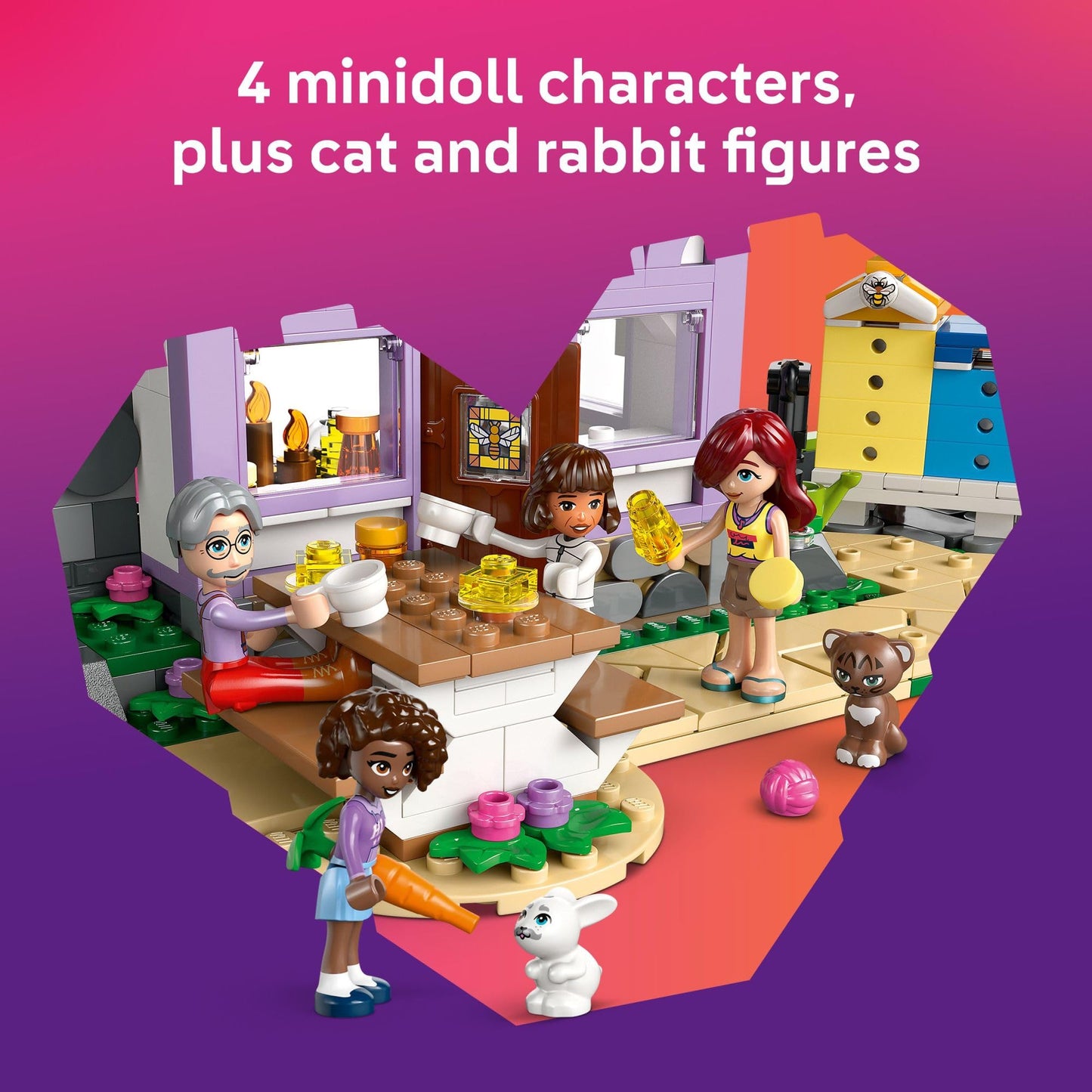LEGO Friends Beekeepers' House & Flower Garden 42669 | 4 Minidolls, 2 Animals – Pretend Play Toy