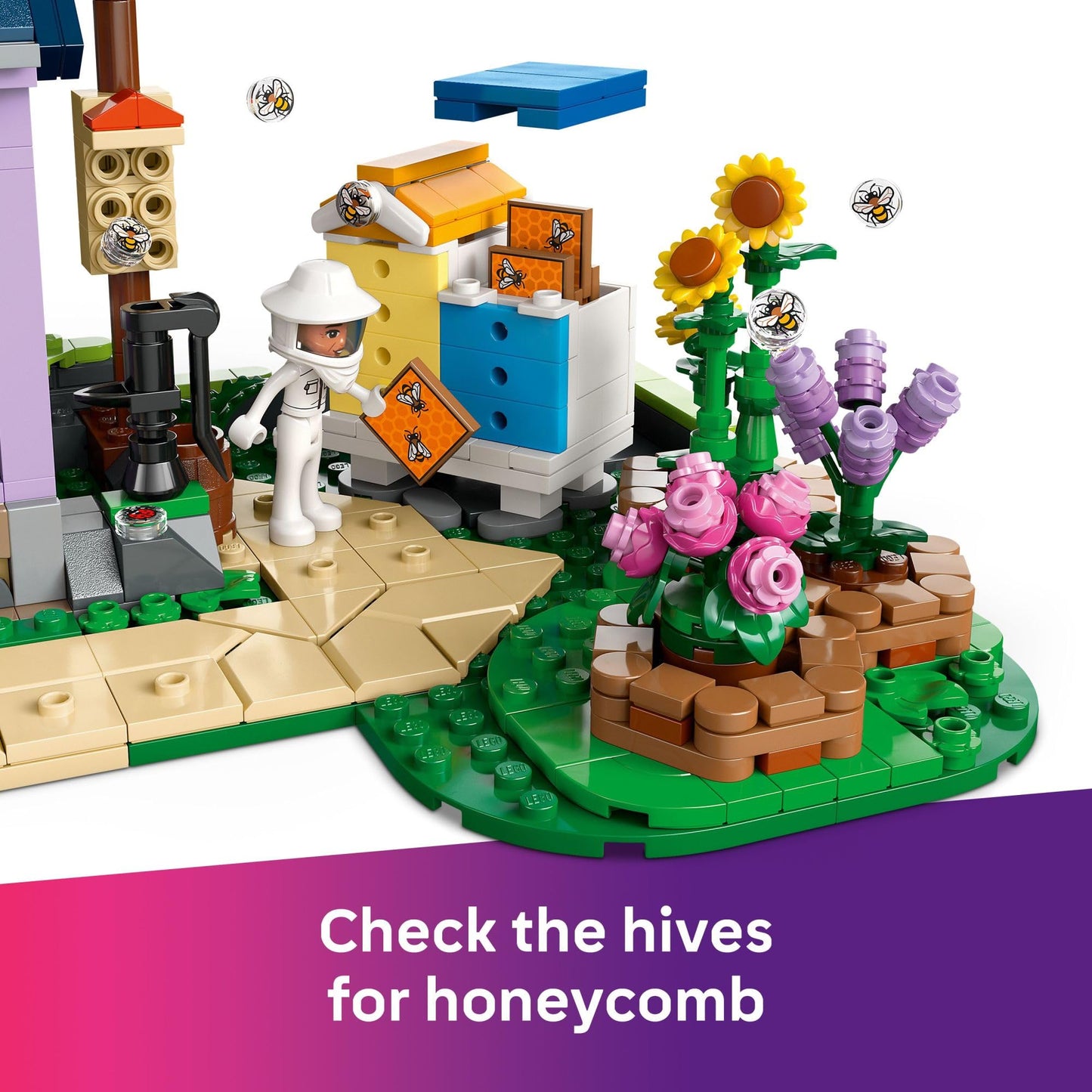 LEGO Friends Beekeepers' House & Flower Garden 42669 | 4 Minidolls, 2 Animals – Pretend Play Toy