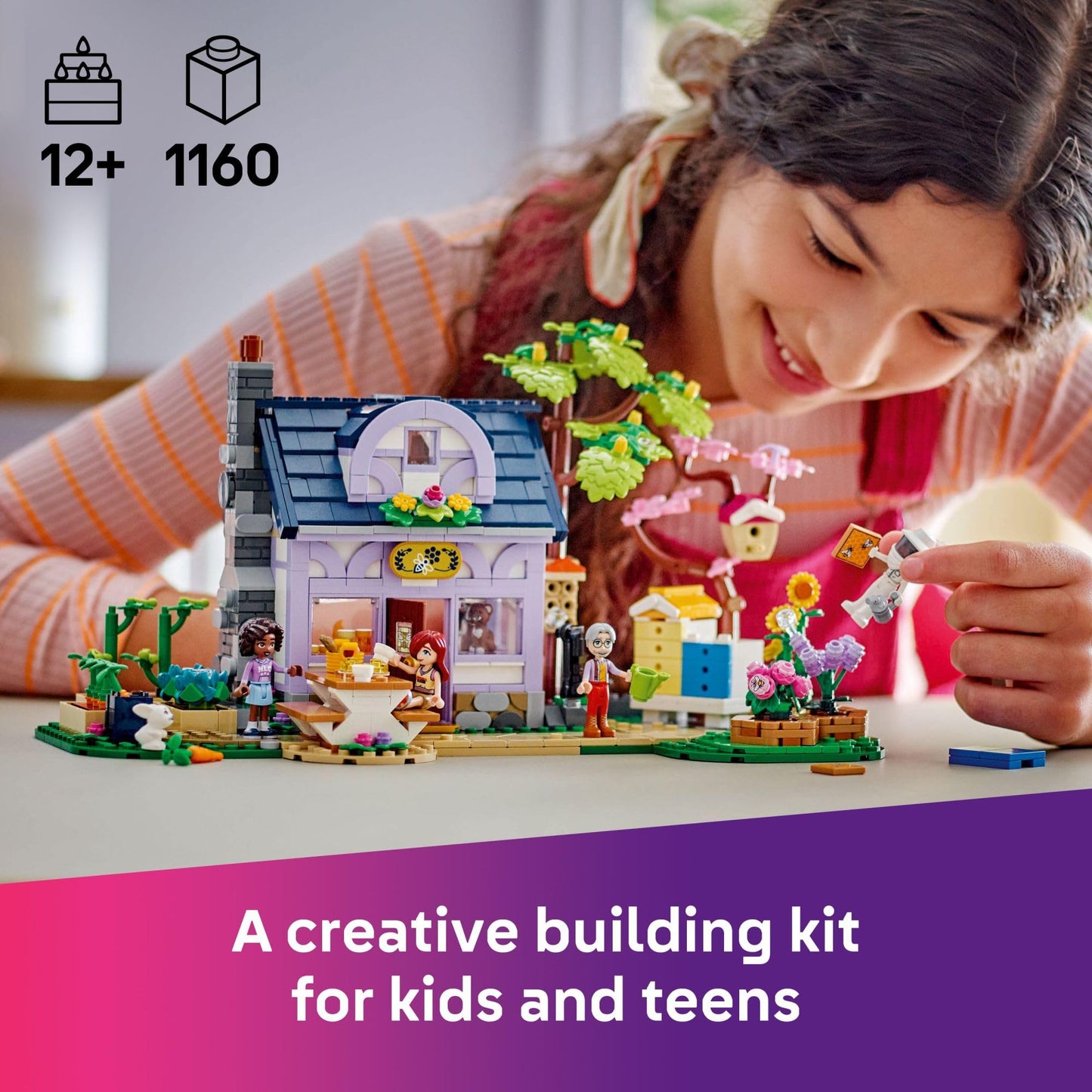 LEGO Friends Beekeepers' House & Flower Garden 42669 | 4 Minidolls, 2 Animals – Pretend Play Toy