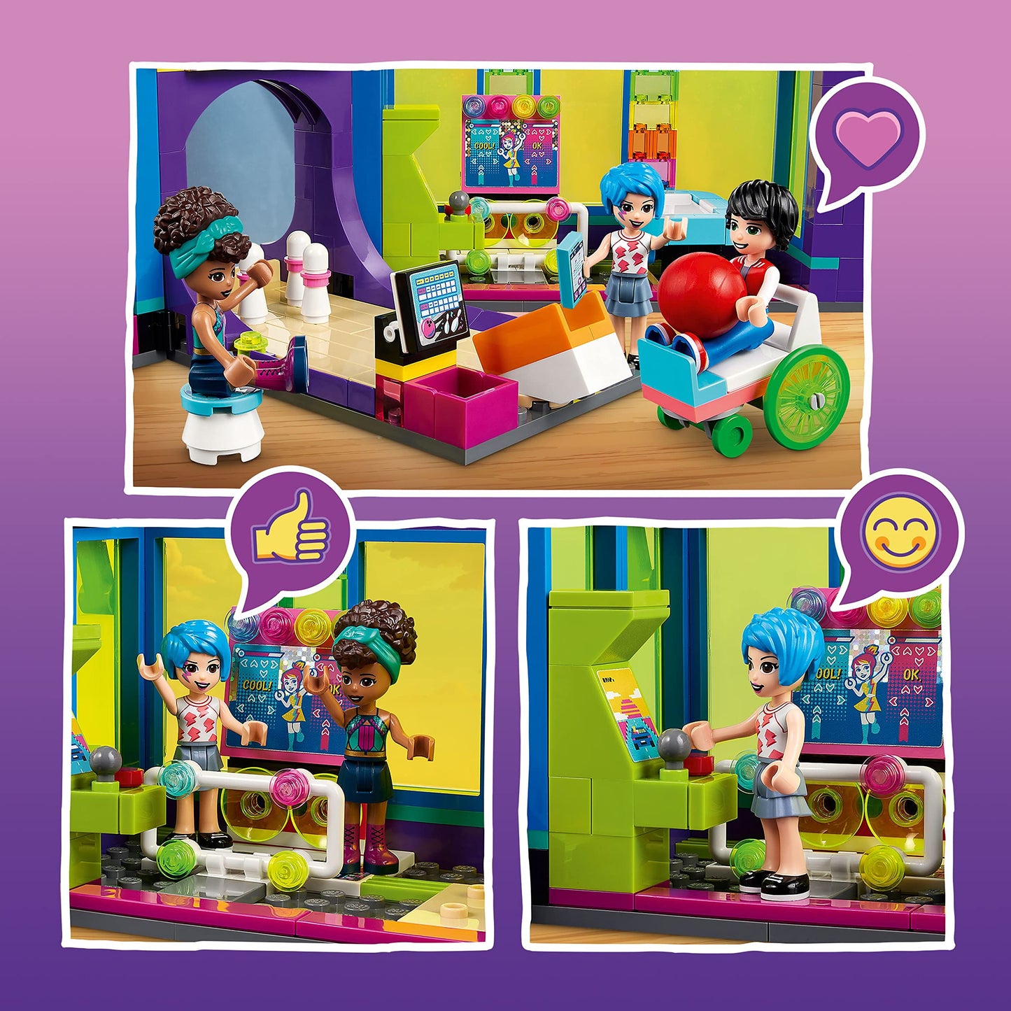 LEGO Friends Roller Disco Arcade Set 41708 – 3-in-1 Roller Disco, Bowling Alley & Arcade Game with Andrea Mini-Doll