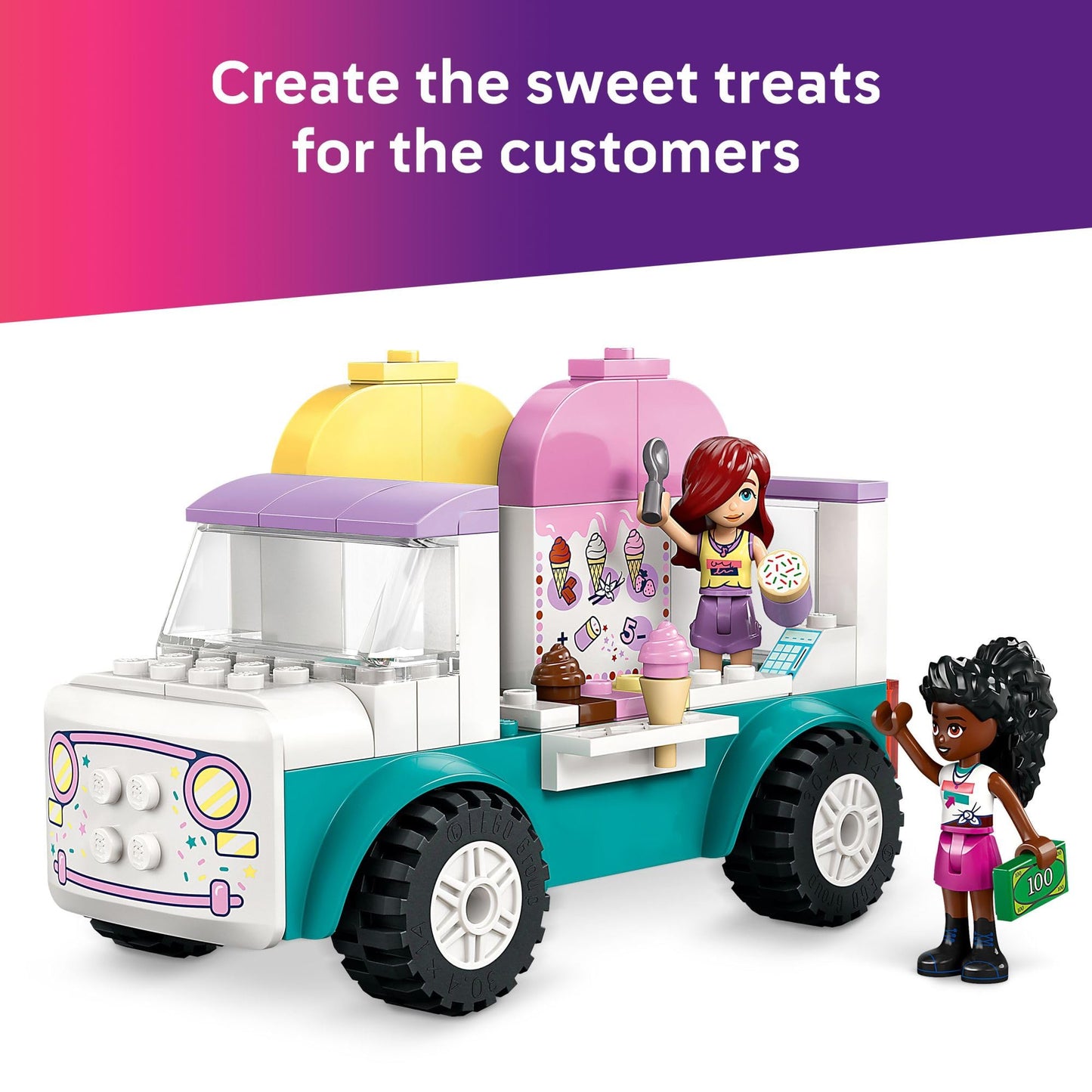 LEGO Friends Heartlake City Ice Cream Truck 42644 – Pretend Play Toy with 92 Pieces