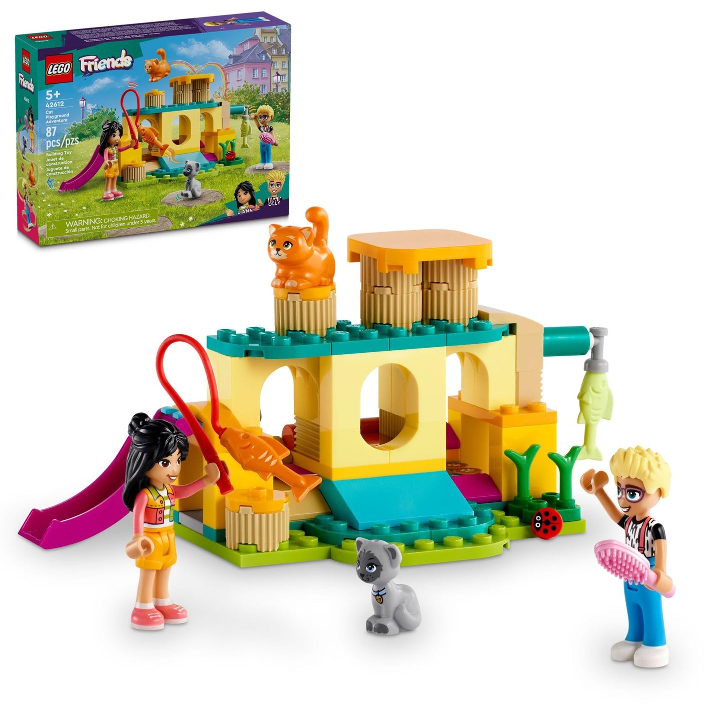 LEGO Friends Cat Playground Adventure 42612 | Buildable Cat Toy with Liann & Olly