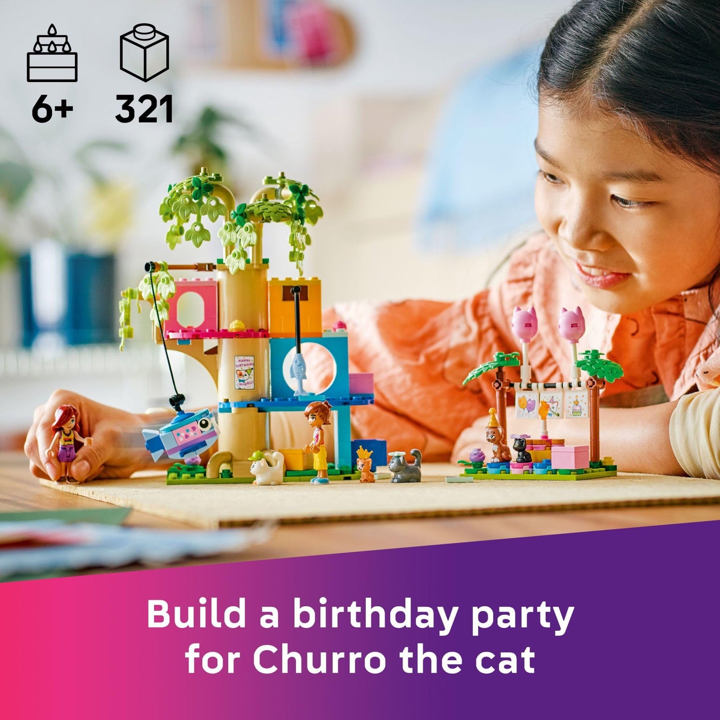 LEGO Friends Cat Birthday Party & Tree House (42666) – Creative Building Toy for Kids 9+ | Pretend Play