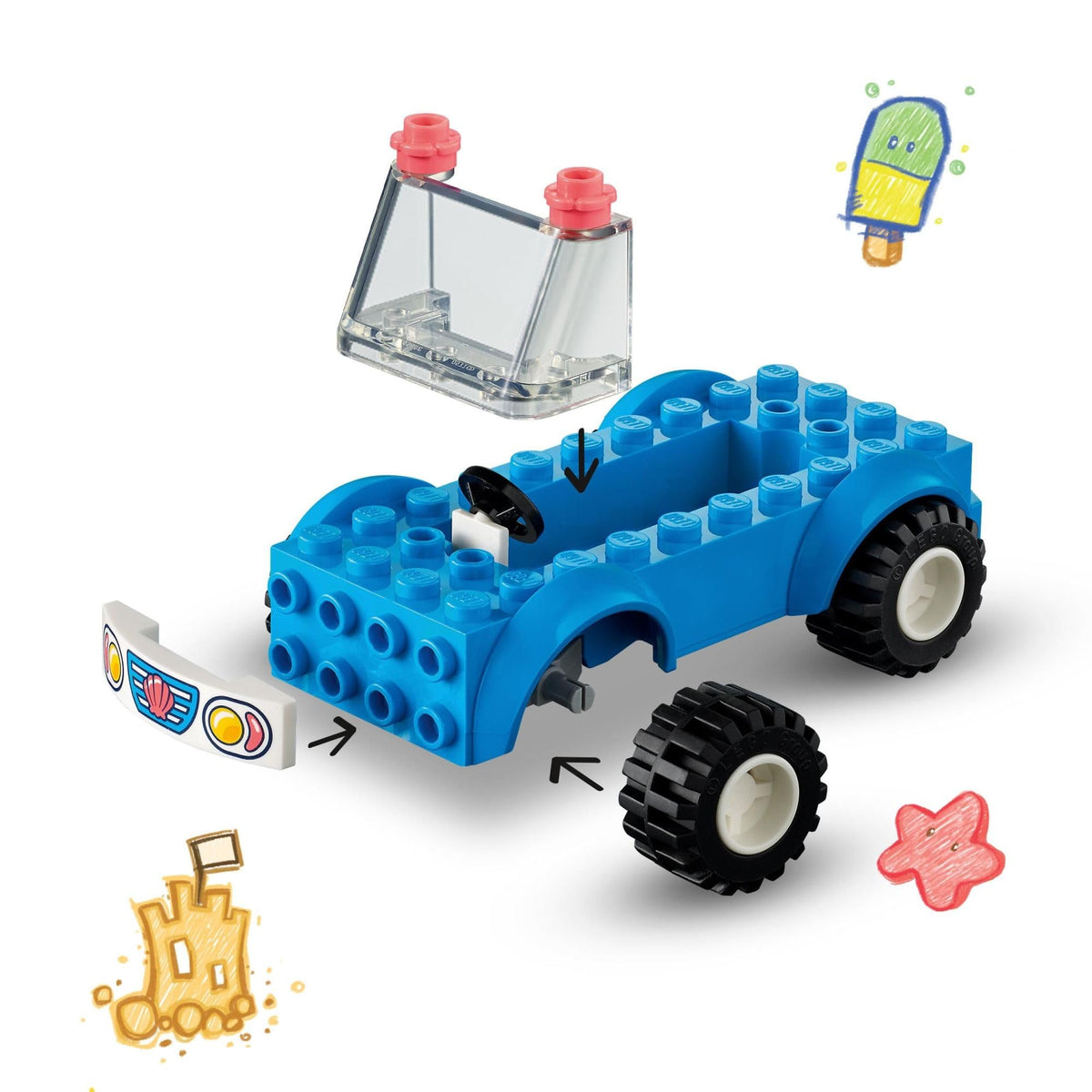 LEGO Friends Beach Buggy Fun 41725 Building Toy Set for Ages 4+ | 2 Mini-Dolls, Dog & Dolphin