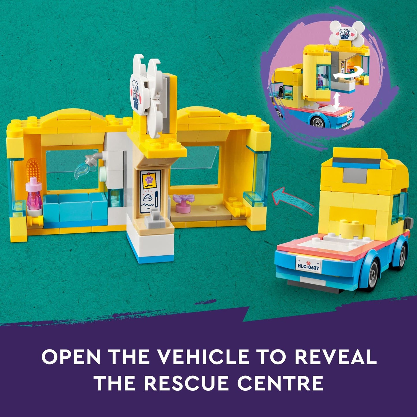 LEGO Friends Dog Rescue Van 41741 – Mobile Rescue Center Playset with Nova & Dr. Marlon