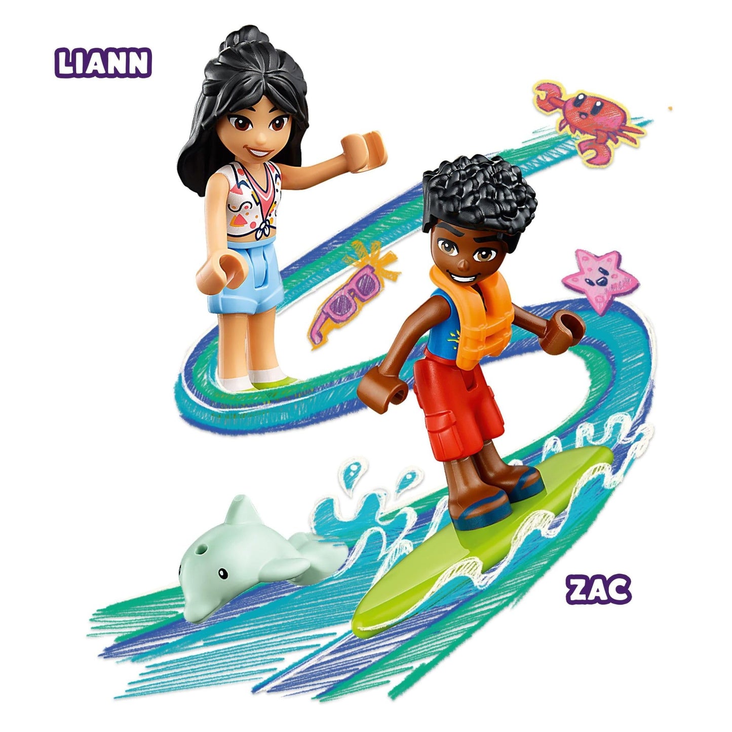 LEGO Friends Beach Buggy Fun 41725 Building Toy Set for Ages 4+ | 2 Mini-Dolls, Dog & Dolphin