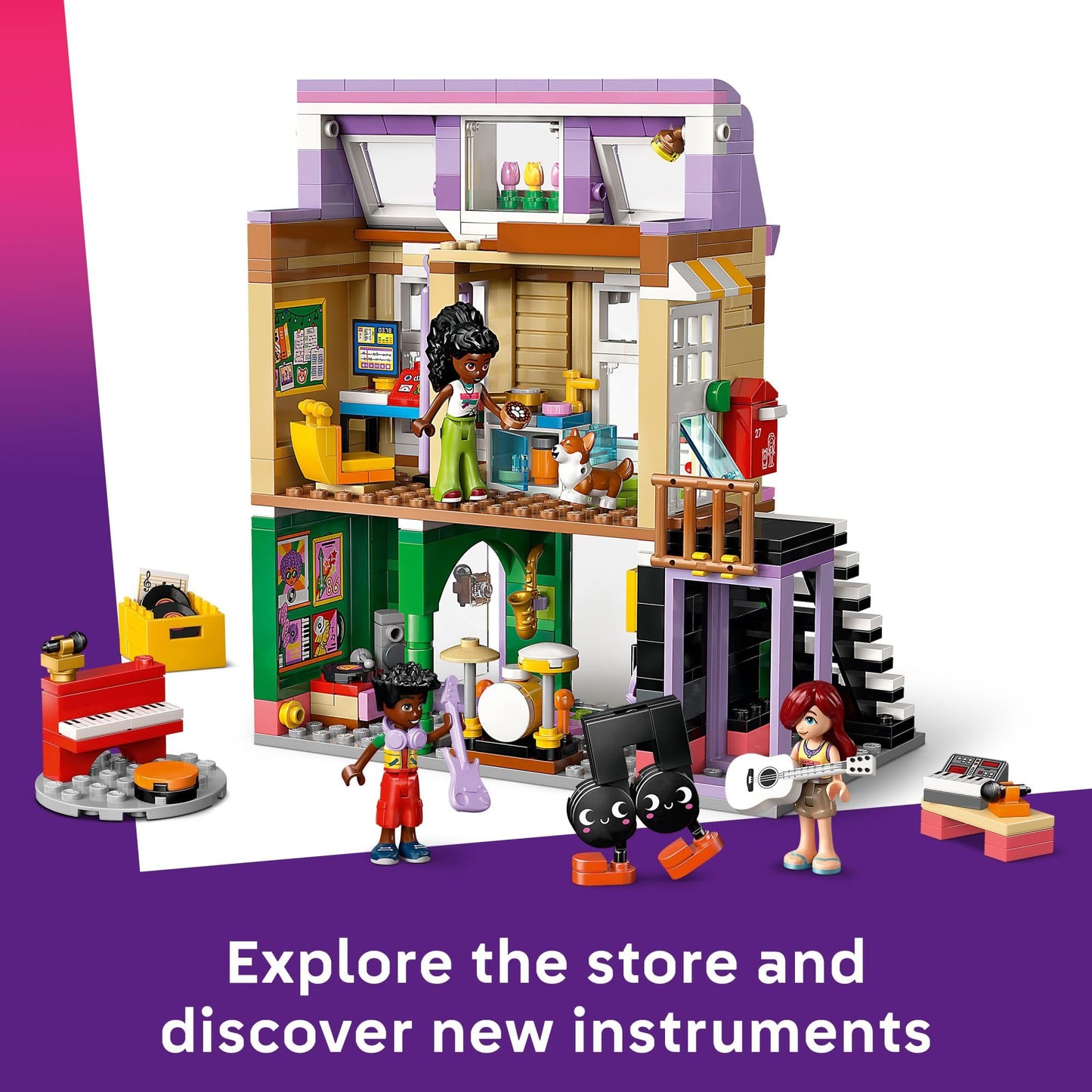 LEGO Friends Music Store & Apartment Building Set 42653 – Creative Musical Play for Kids 7+