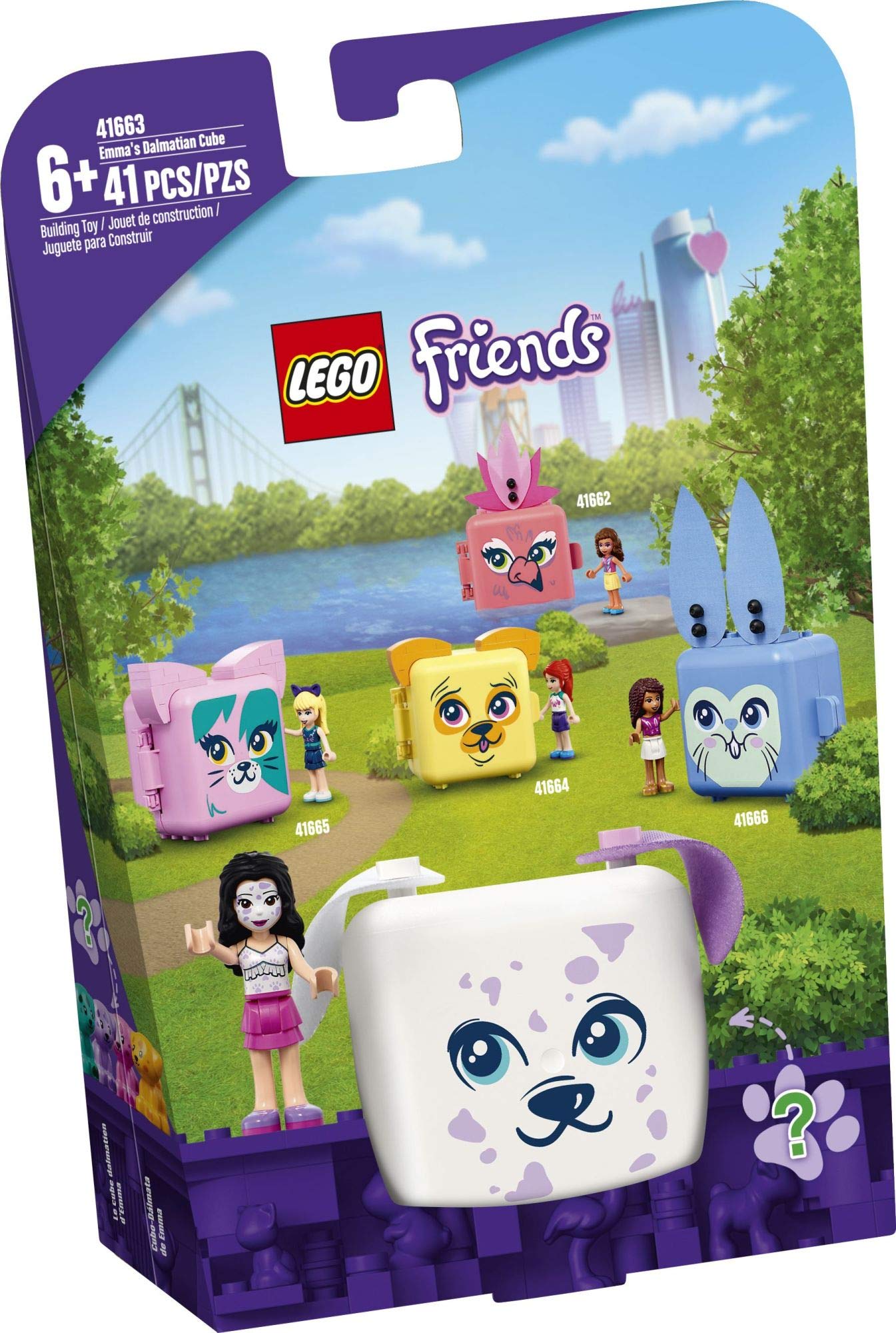 LEGO Friends Emma's Dalmatian Cube 41663 – Portable Puppy Playset with Emma Mini-Doll