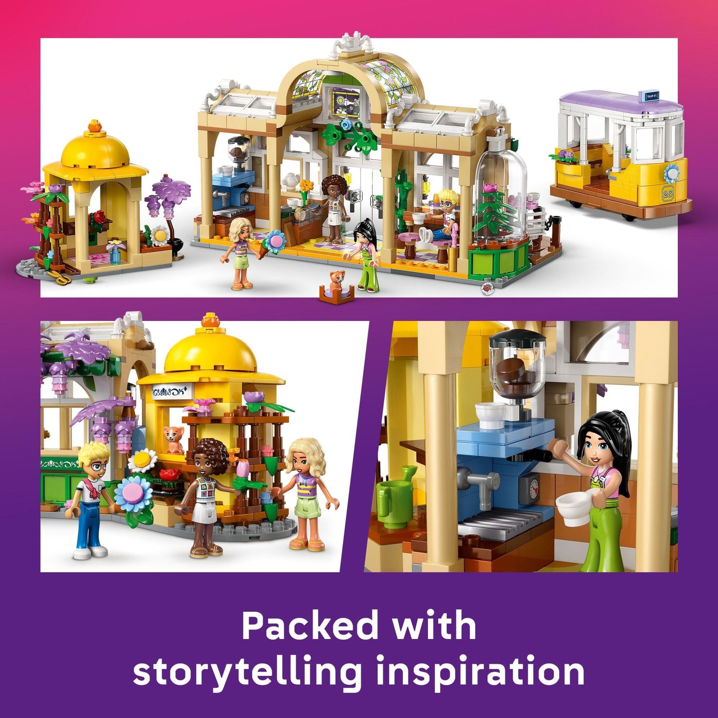 LEGO Friends Plant Café & Flower Shop 42671 – Pretend Play Set with 4 Minidolls