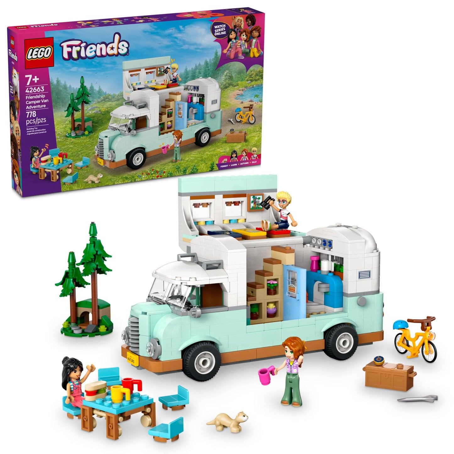 LEGO Friends Friendship Camper Van Adventure 42663 – 778-Piece Camping Set