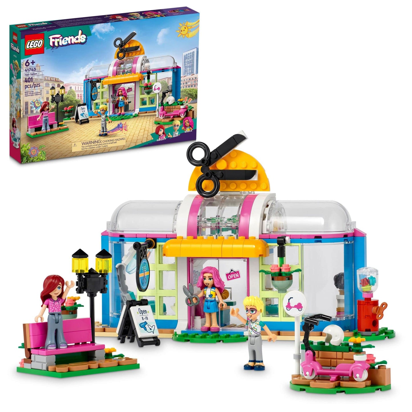 LEGO Friends Hair Salon 41743 - Creative Hairdressing Set with Paisley & Olly