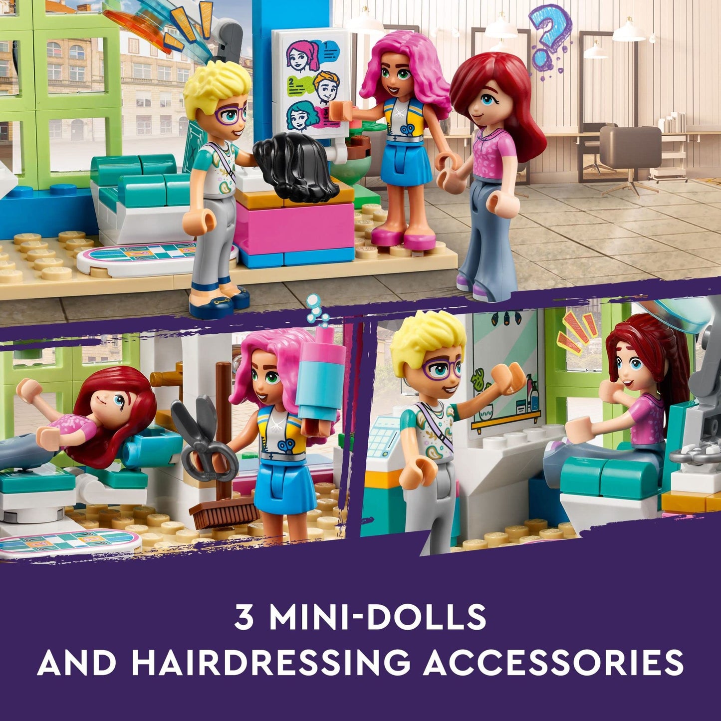 LEGO Friends Hair Salon 41743 - Creative Hairdressing Set with Paisley & Olly