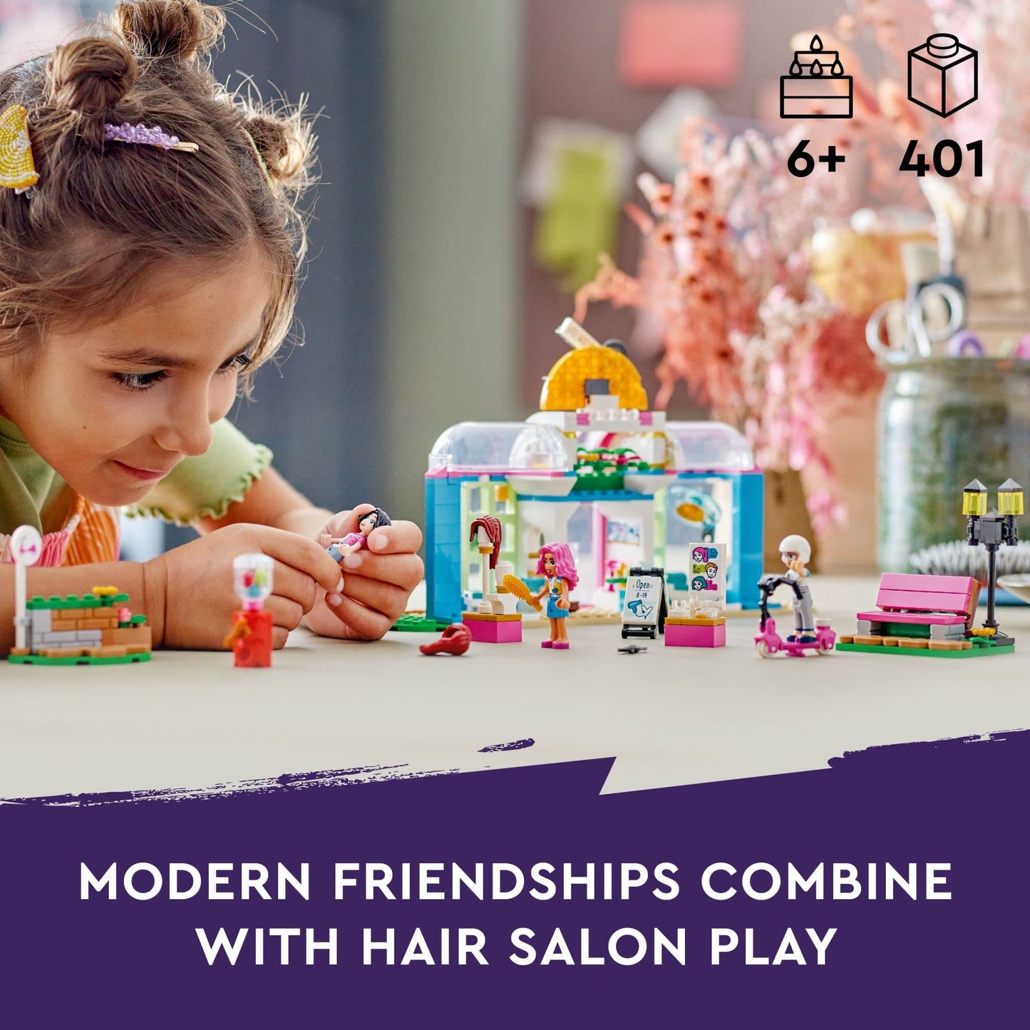 LEGO Friends Hair Salon 41743 - Creative Hairdressing Set with Paisley & Olly