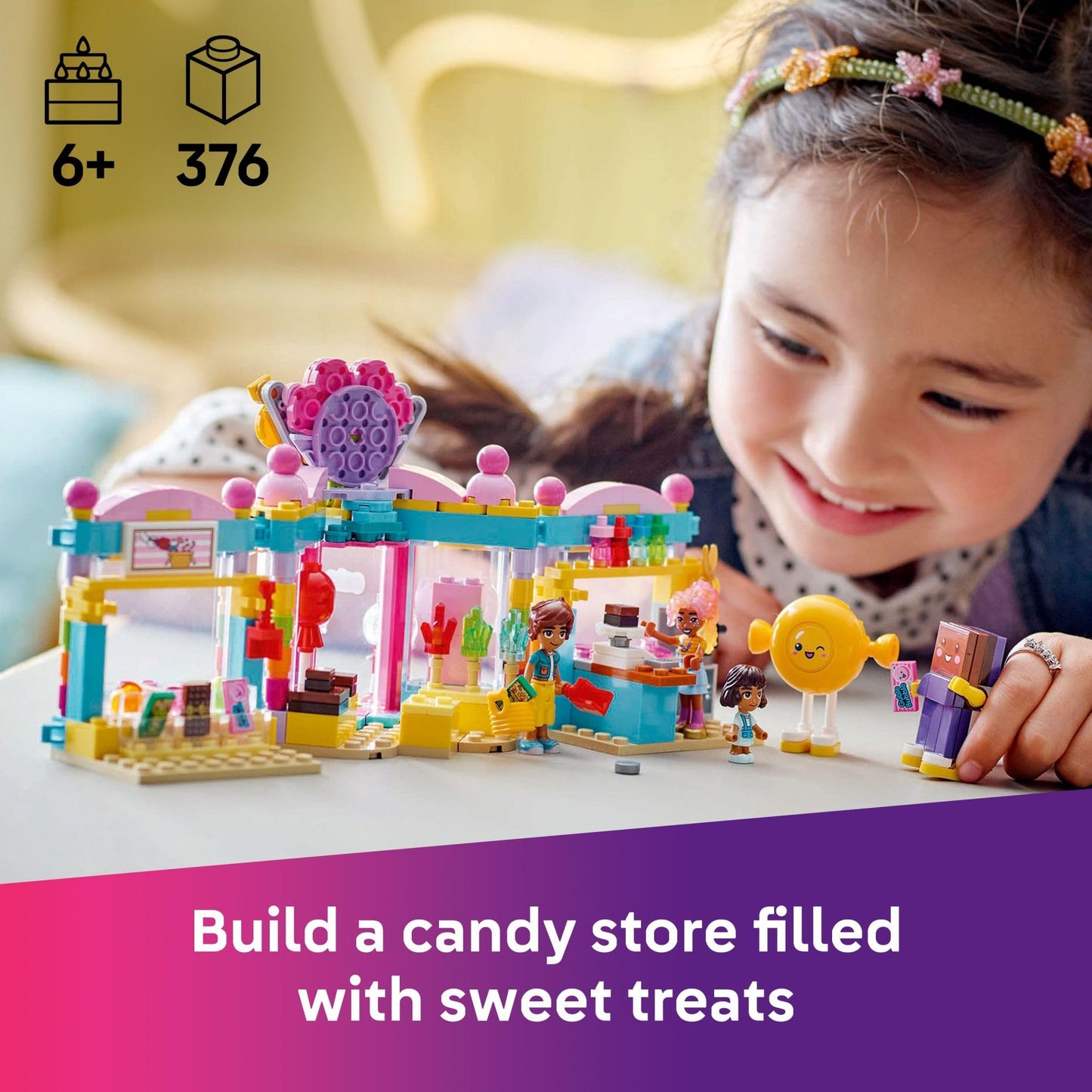 LEGO Friends Heartlake City Candy Store 42649 – 376 Pieces, 2 Minidolls & Cat Figure
