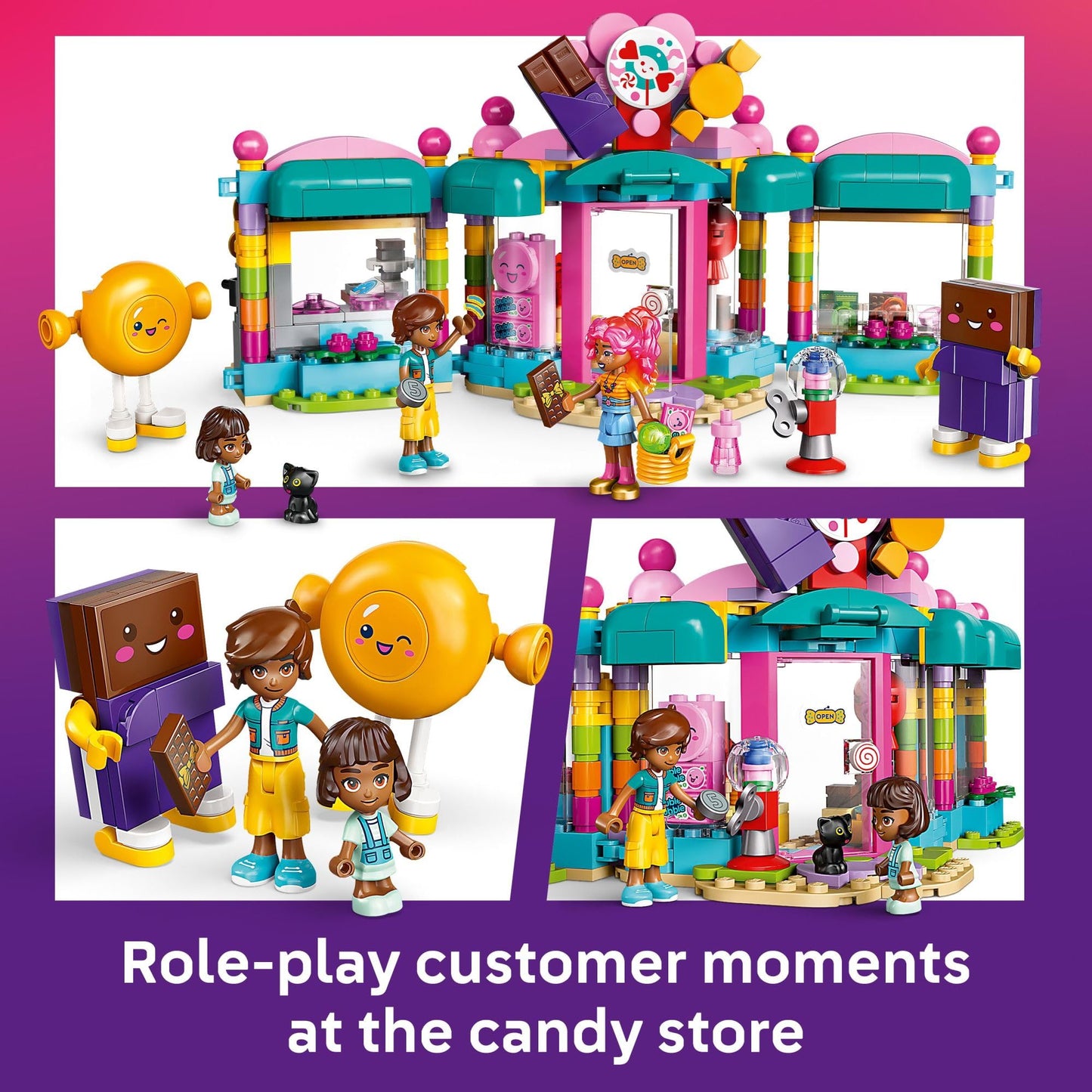 LEGO Friends Heartlake City Candy Store 42649 – 376 Pieces, 2 Minidolls & Cat Figure