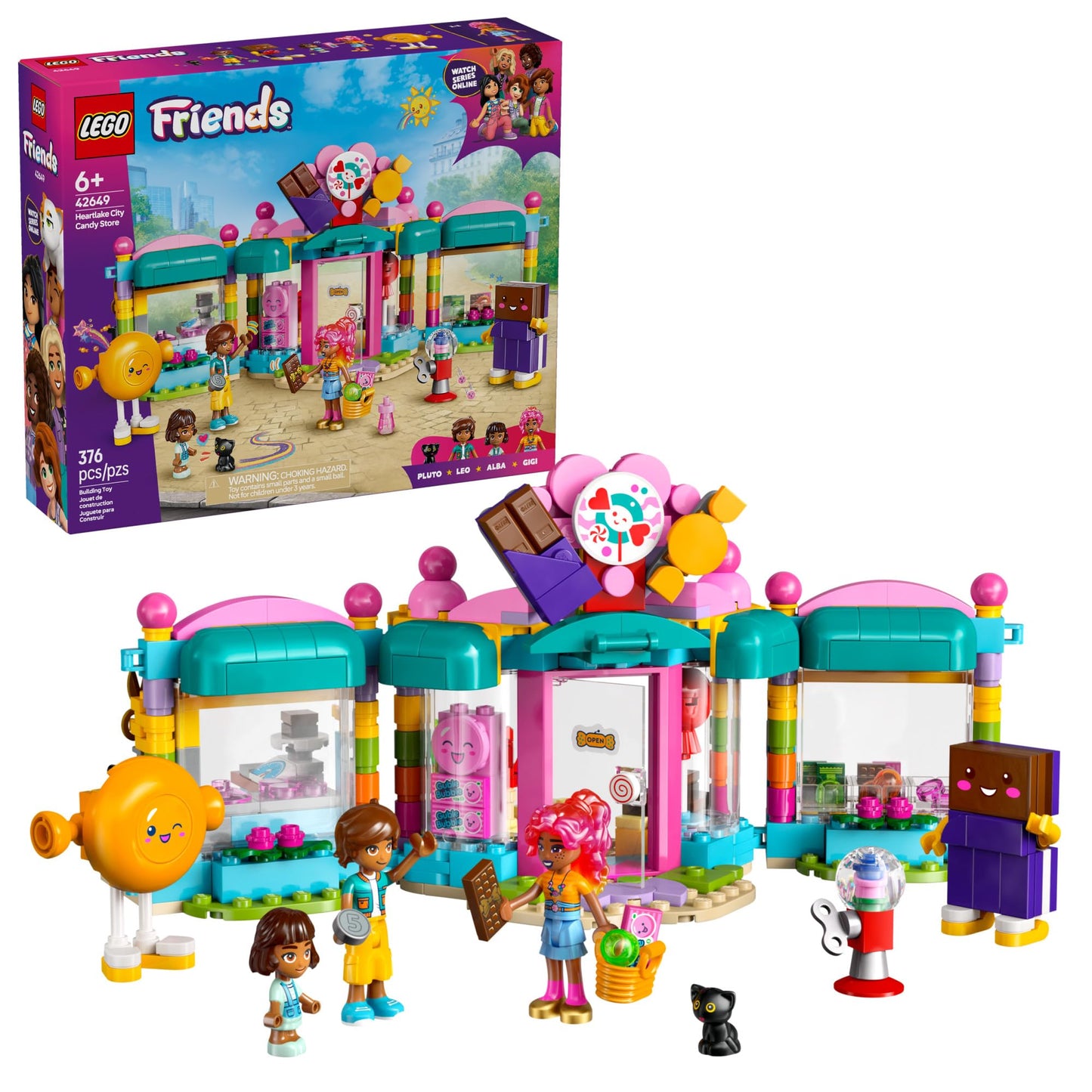 LEGO Friends Heartlake City Candy Store 42649 – 376 Pieces, 2 Minidolls & Cat Figure