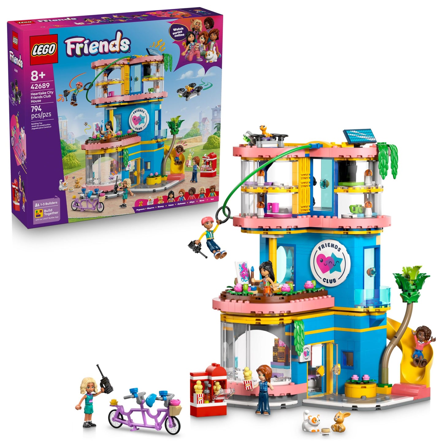 LEGO Friends Heartlake City Club House 42689 – 794-Piece Building Toy with 5 Minidolls & Pets