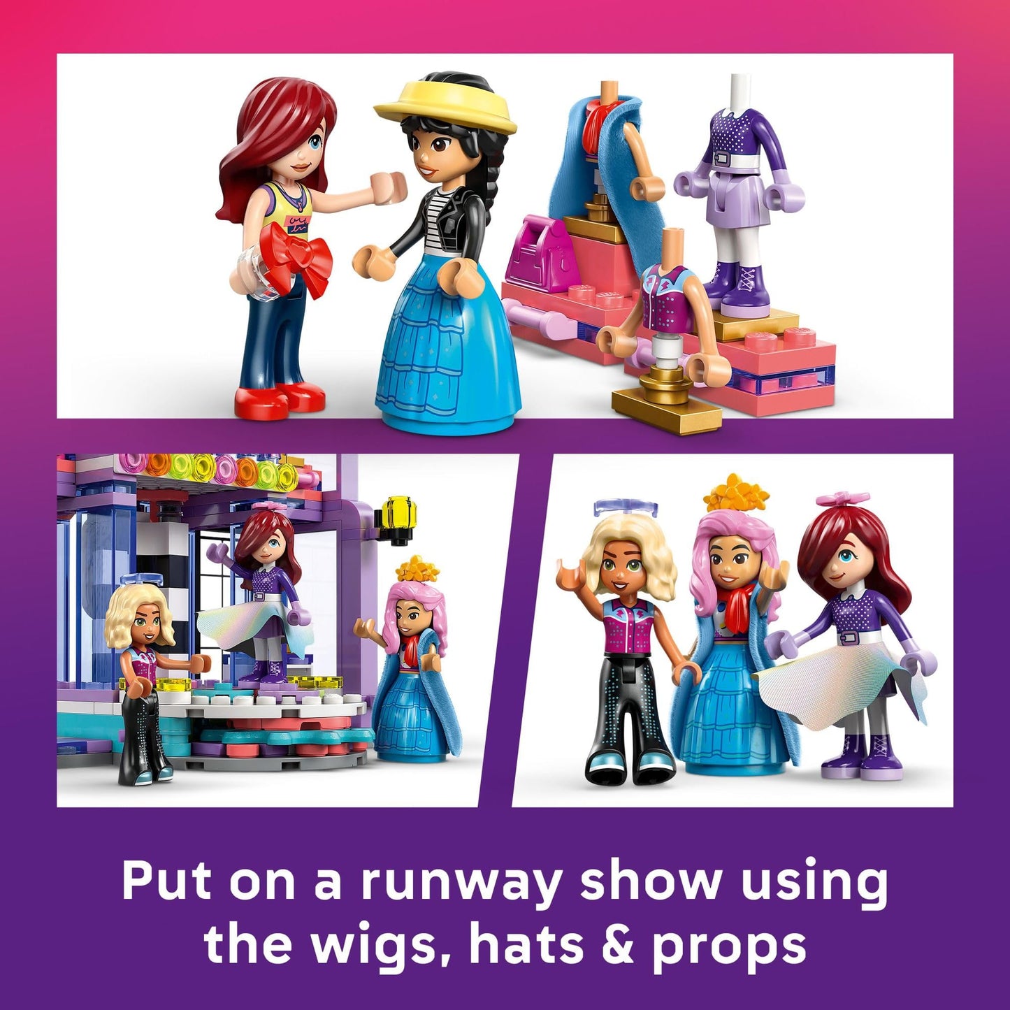 LEGO Friends Heartlake City Fashion Show 42685 – Creative Dress-Up Set with Paisley, Liann & Nova