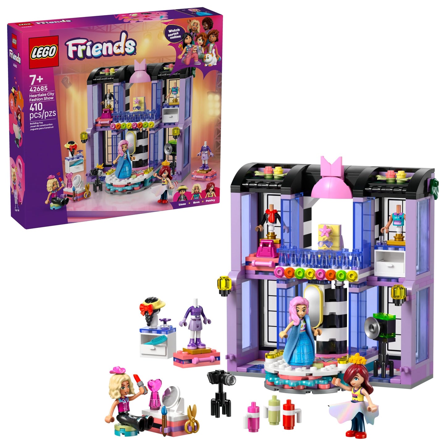 LEGO Friends Heartlake City Fashion Show 42685 – Creative Dress-Up Set with Paisley, Liann & Nova
