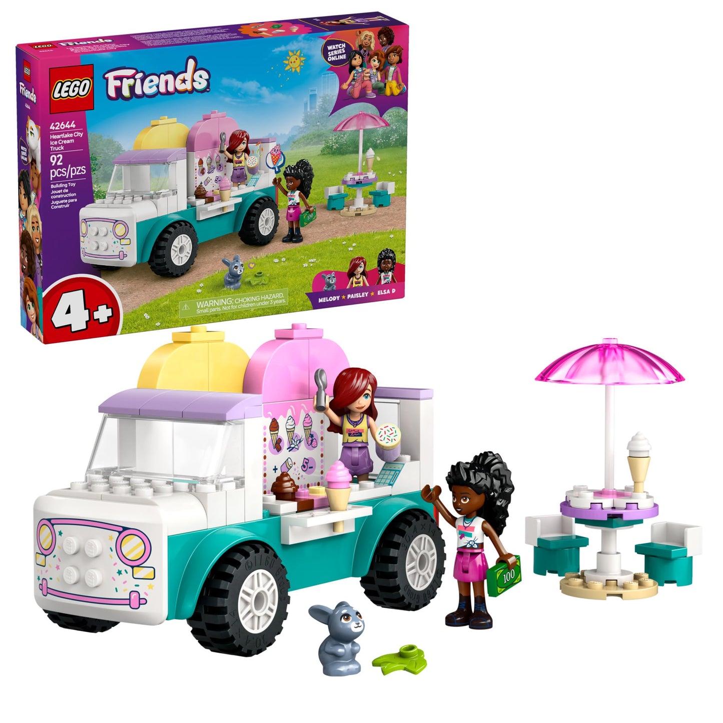 LEGO Friends Heartlake City Ice Cream Truck 42644 – Pretend Play Toy with 92 Pieces