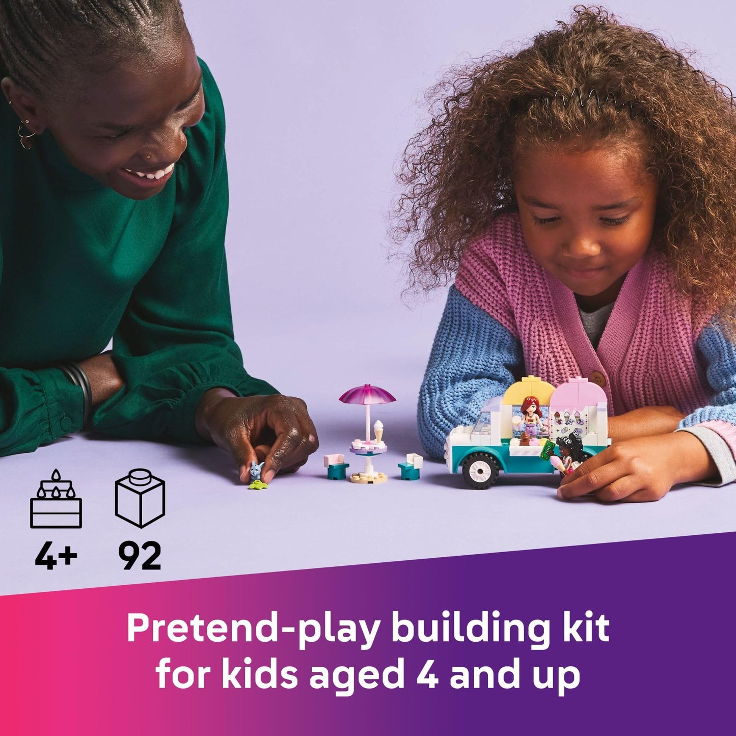 LEGO Friends Heartlake City Ice Cream Truck 42644 – Pretend Play Toy with 92 Pieces