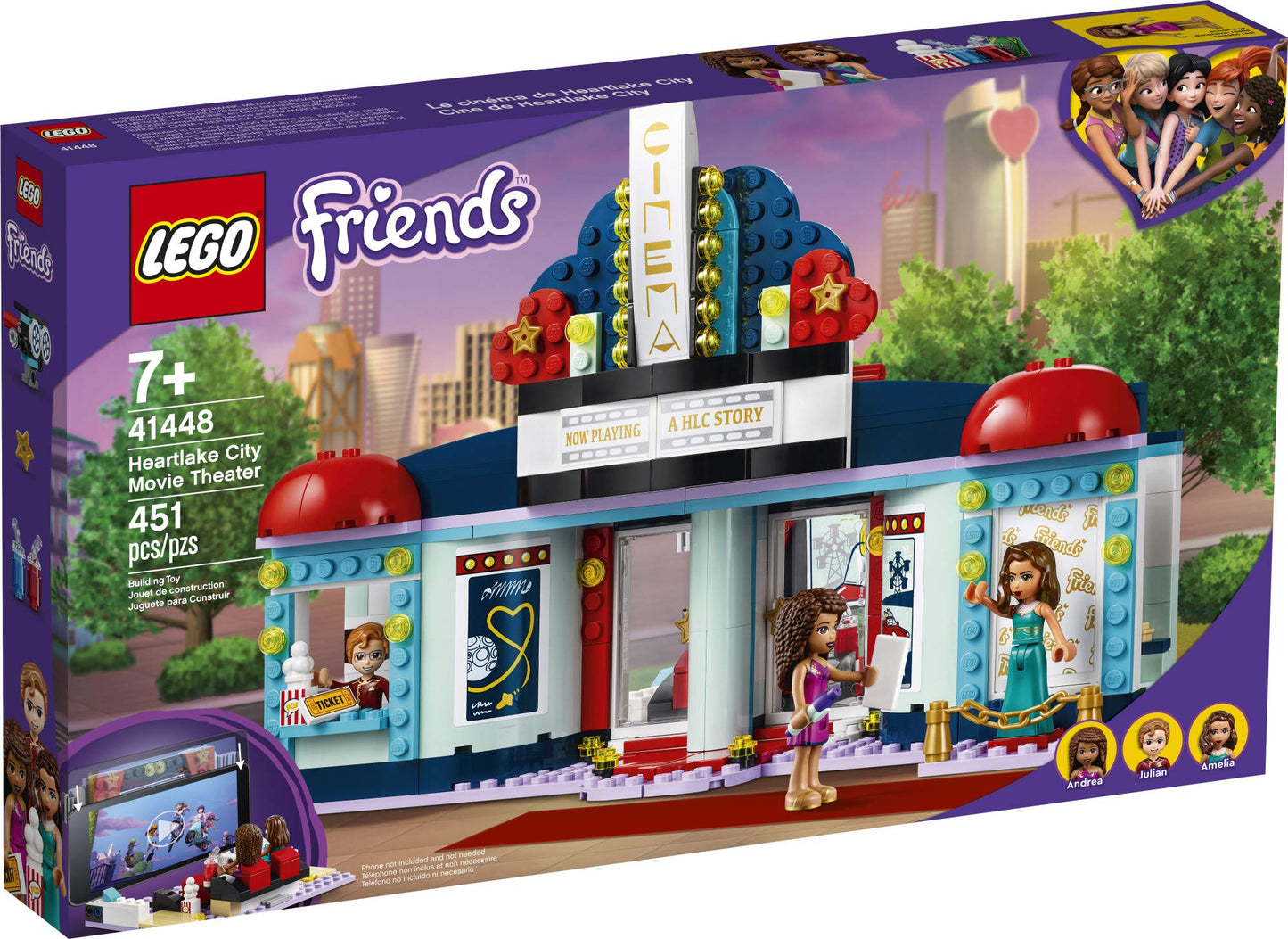 LEGO Friends Heartlake City Movie Theater 41448 – 451-Piece Playset for Creative Movie Nights