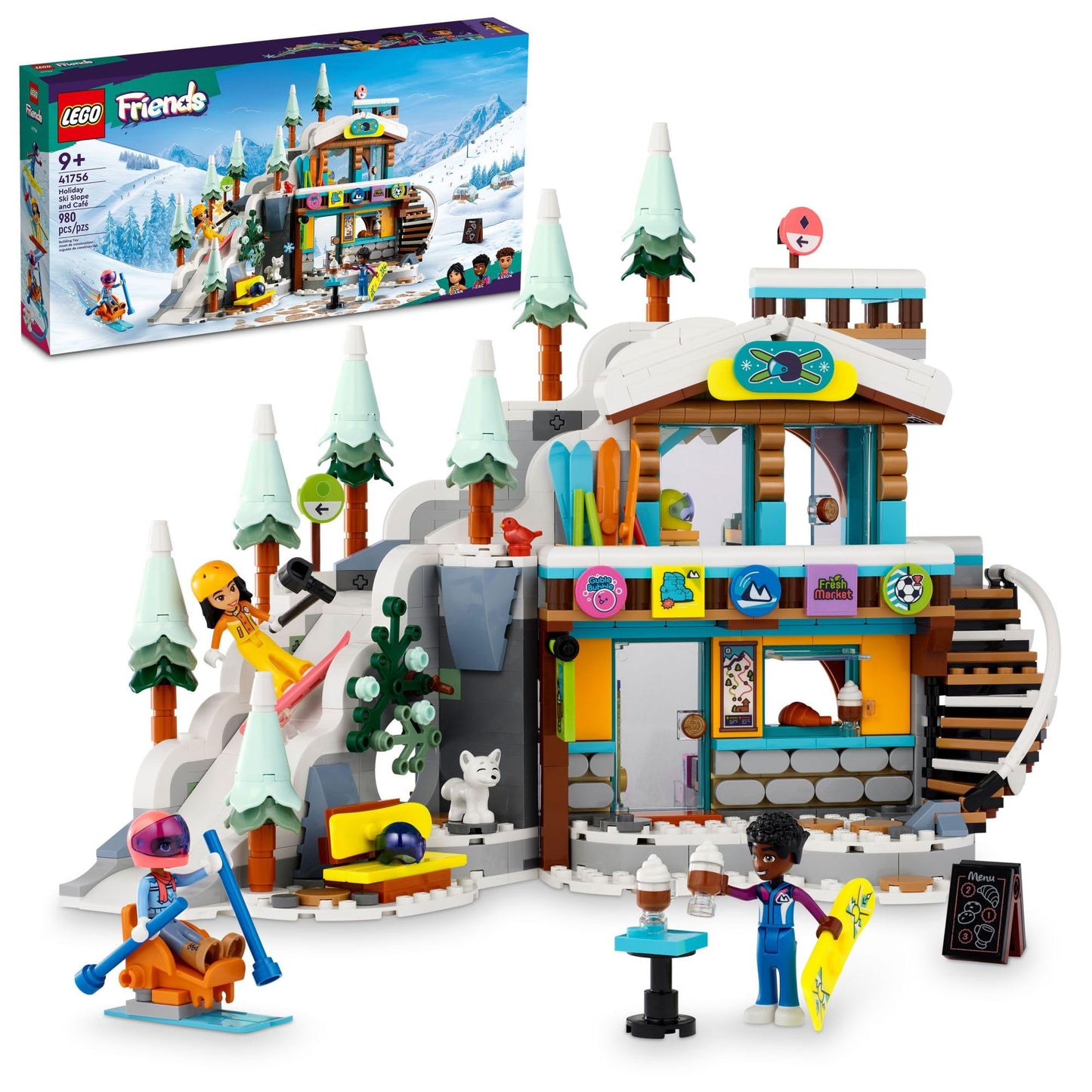LEGO Friends Holiday Ski Slope & Café (42620) | 3 Mini-Dolls, 980 Pieces, Snowy Role-Play