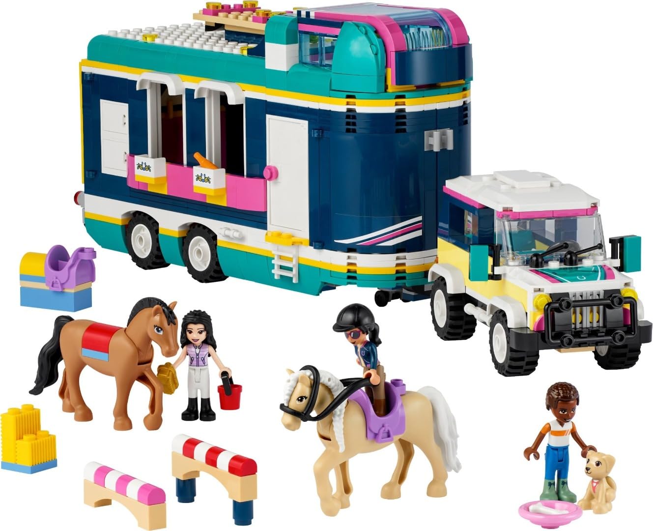 LEGO Friends Horse Show Trailer 41722 – 989-Piece SUV & Horse Toy for Kids 8+