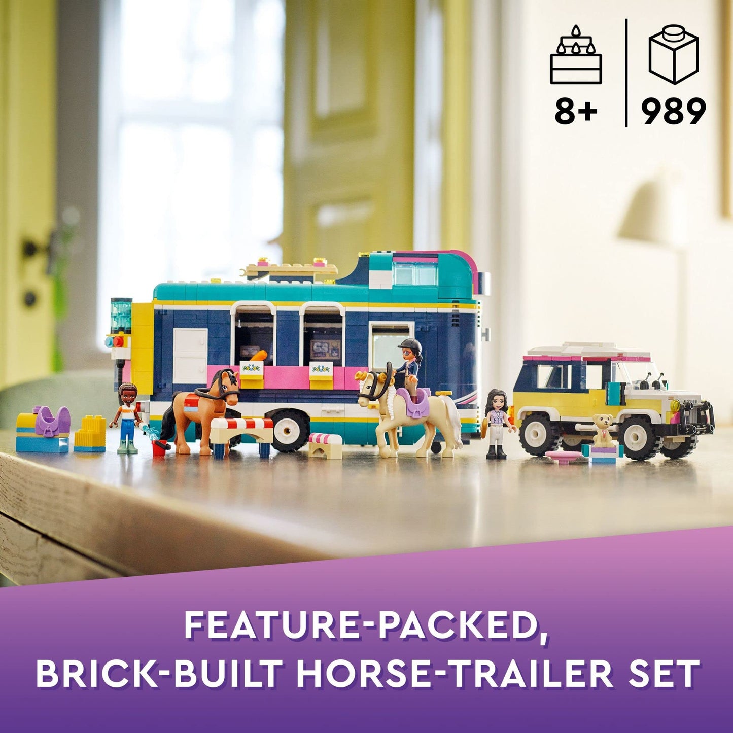 LEGO Friends Horse Show Trailer 41722 – 989-Piece SUV & Horse Toy for Kids 8+