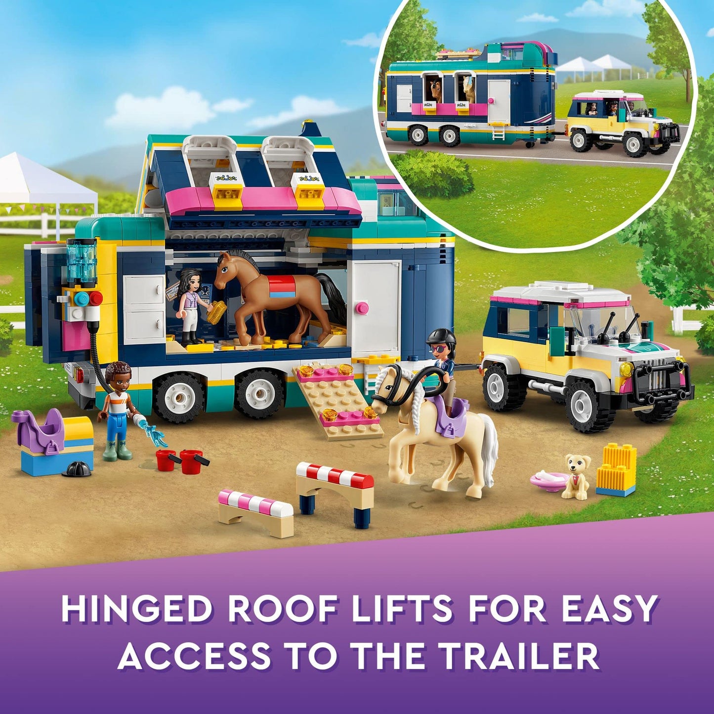 LEGO Friends Horse Show Trailer 41722 – 989-Piece SUV & Horse Toy for Kids 8+
