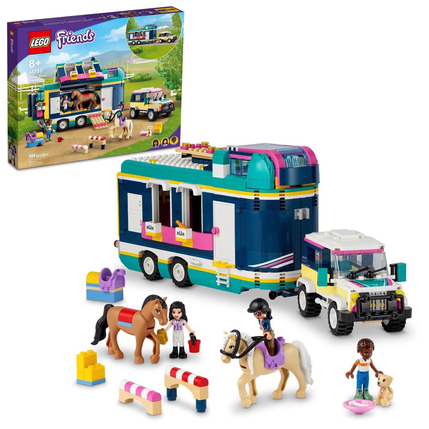 LEGO Friends Horse Show Trailer 41722 – 989-Piece SUV & Horse Toy for Kids 8+