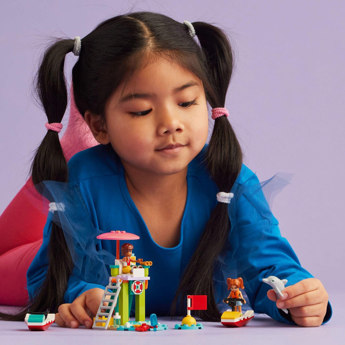 LEGO Friends Beach Water Scooter 42623 – Lifeguard LEGO Set with 2 Mini Dolls & Dolphin
