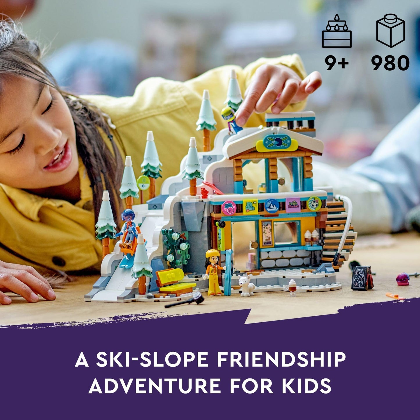 LEGO Friends Holiday Ski Slope & Café (42620) | 3 Mini-Dolls, 980 Pieces, Snowy Role-Play