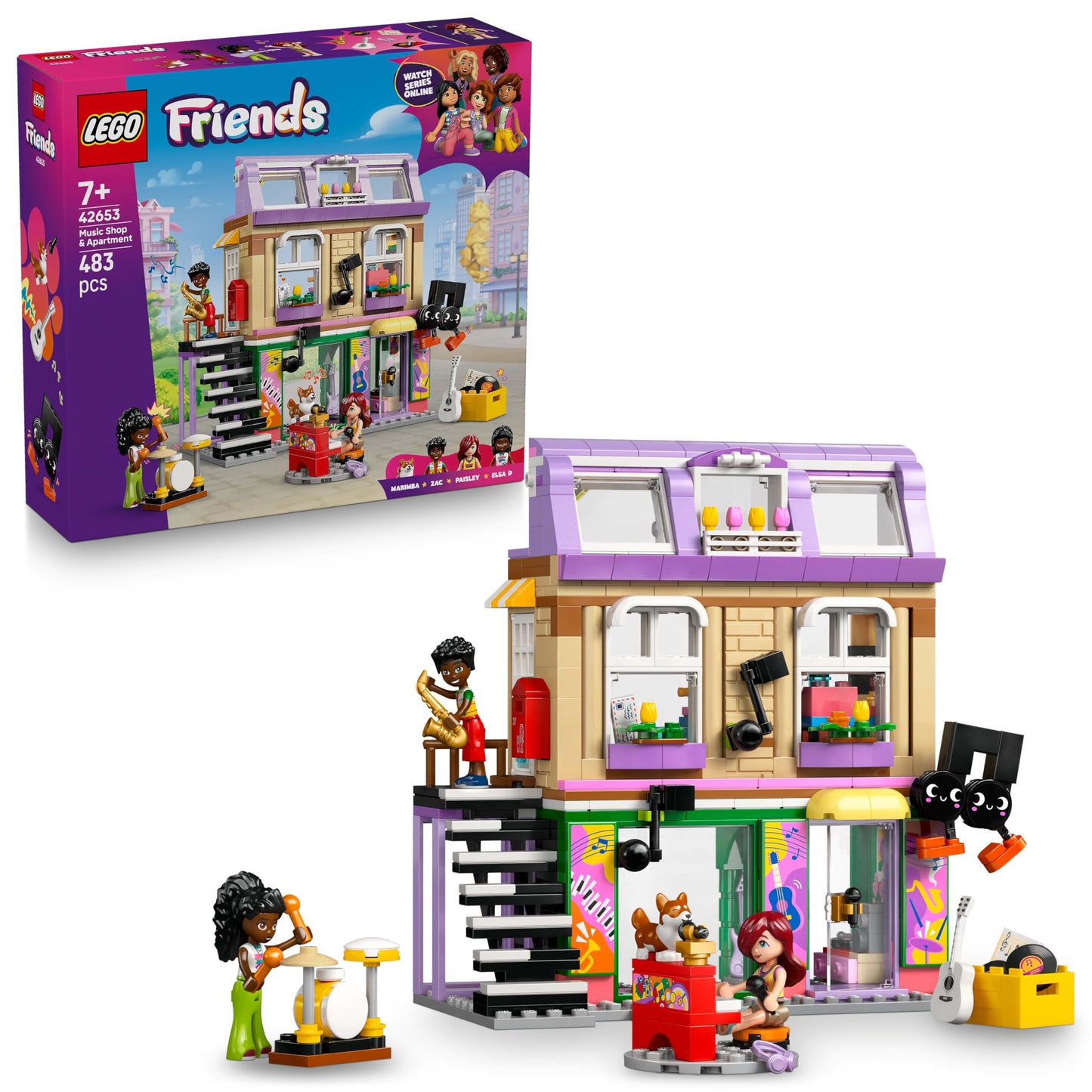 LEGO Friends Music Shop 42653 – Elsa D Belle Playset for Kids 7+ | Creative Pretend Play