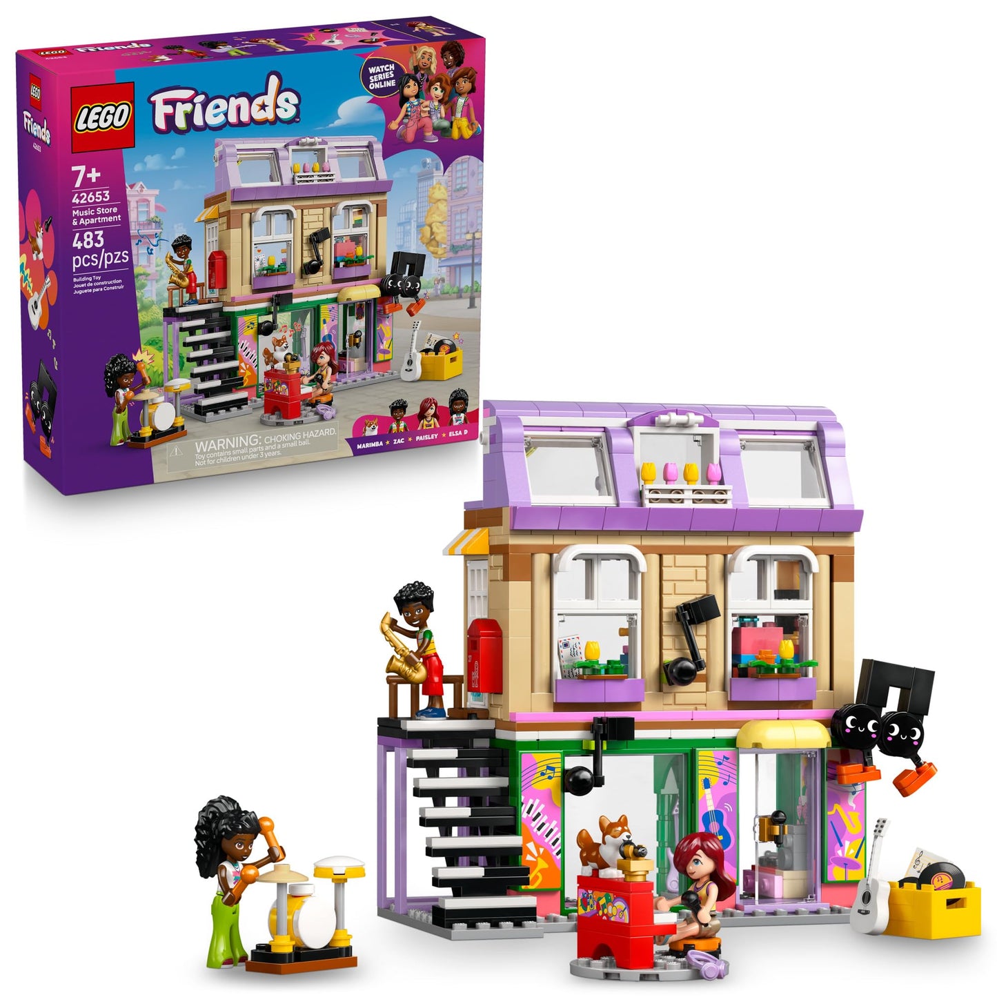 LEGO Friends Music Store & Apartment Building Set 42653 – Creative Musical Play for Kids 7+