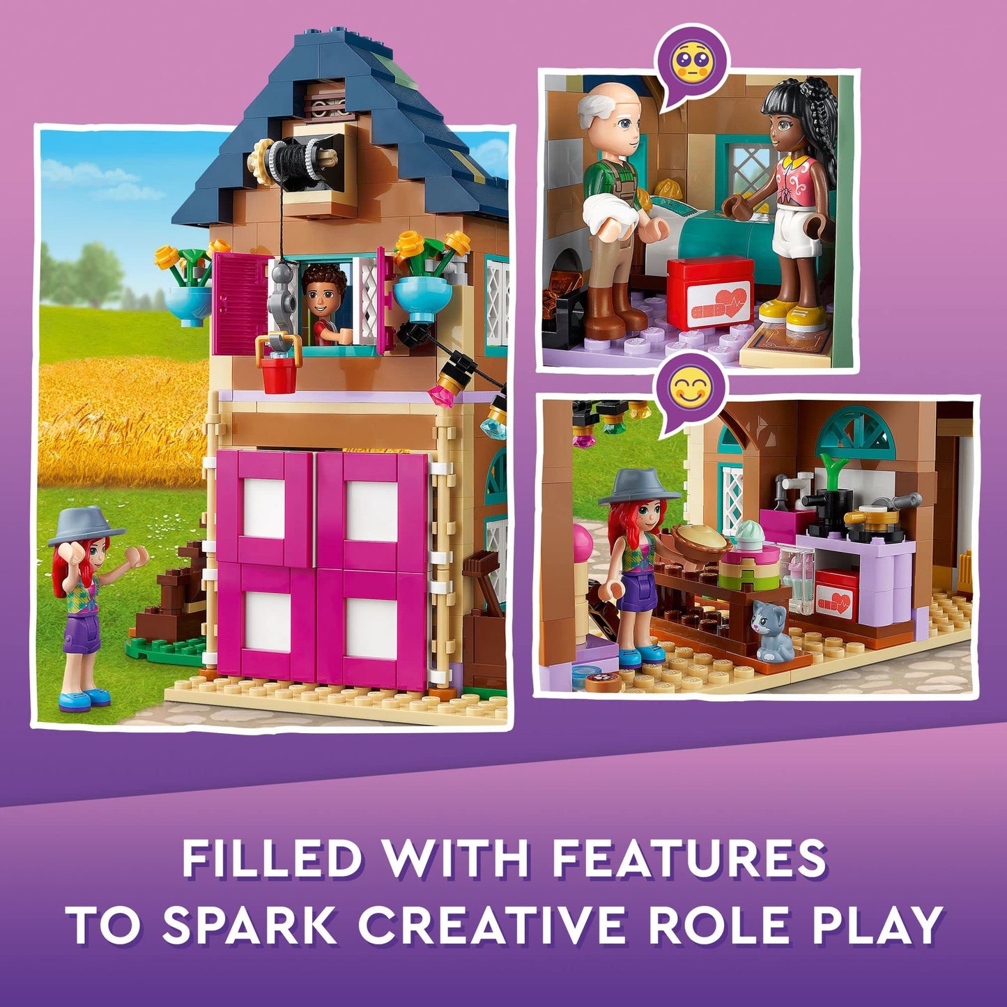 LEGO Friends Organic Farm House Set 41721 — Farm Playset with Tractor, Animals & Mini-Dolls