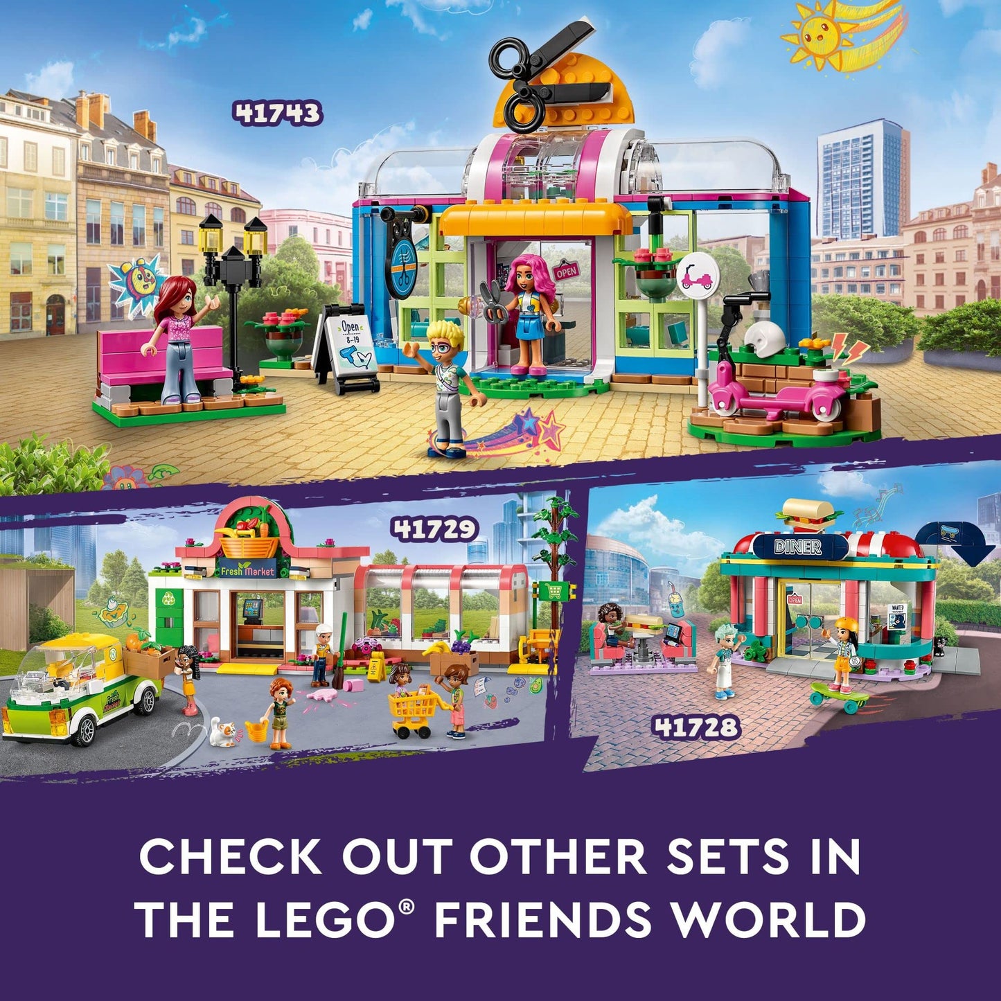 LEGO Friends Hair Salon 41743 - Creative Hairdressing Set with Paisley & Olly