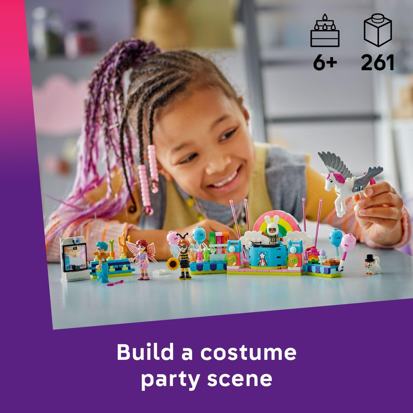 LEGO Friends Costume Party with Unicorn & Fairy (42661) – Interactive Pretend Play Set