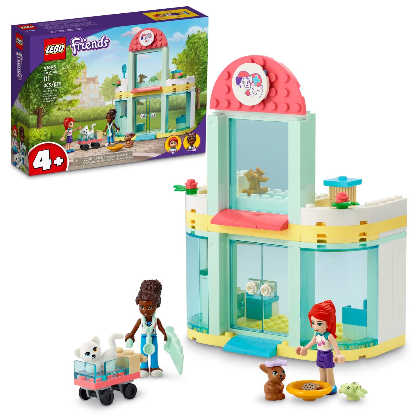 LEGO Friends Pet Clinic 41695 Building Kit — Mia, Cat & Rabbit (111 Pieces)