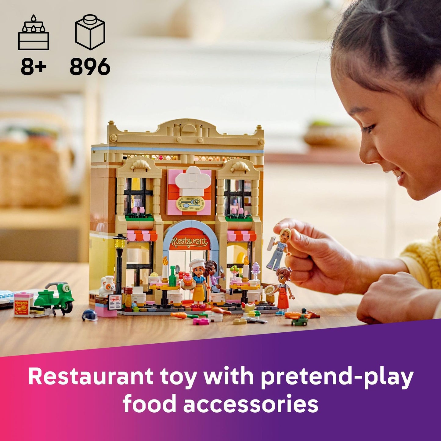 LEGO Friends Restaurant and Cooking School 42655 – 896-Piece Playset