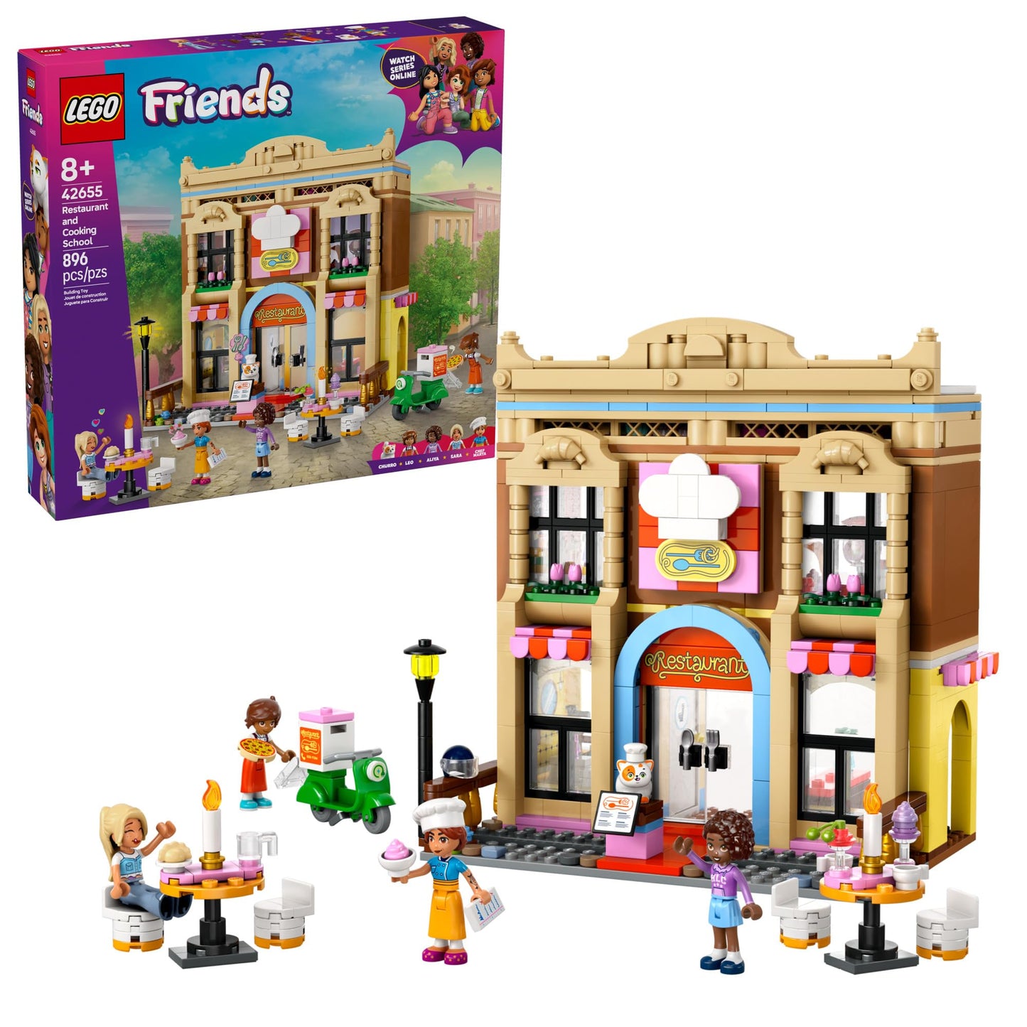 LEGO Friends Restaurant and Cooking School 42655 – 896-Piece Playset