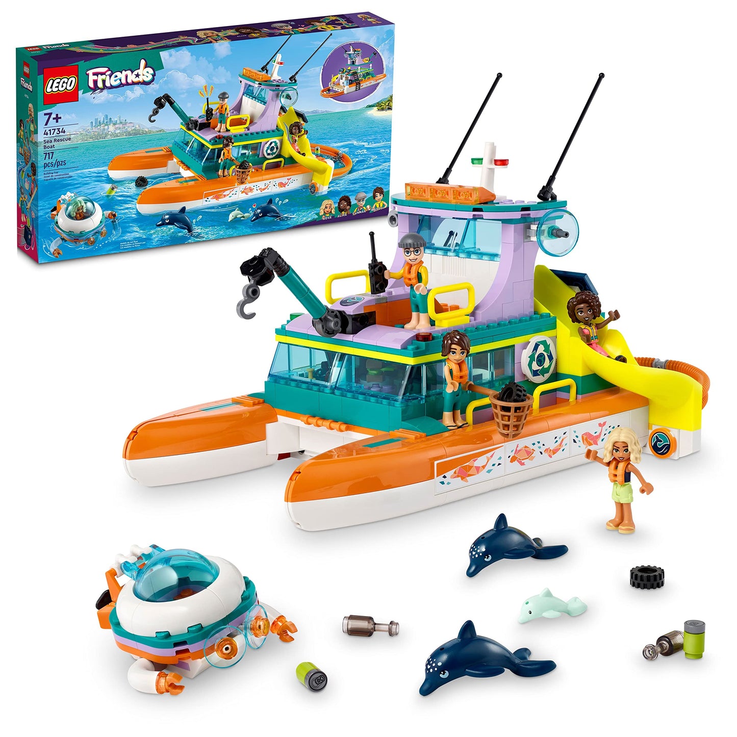 LEGO Friends Sea Rescue Boat 41734 | Ocean Rescue Toy Set for Ages 7+ | 717 Pieces