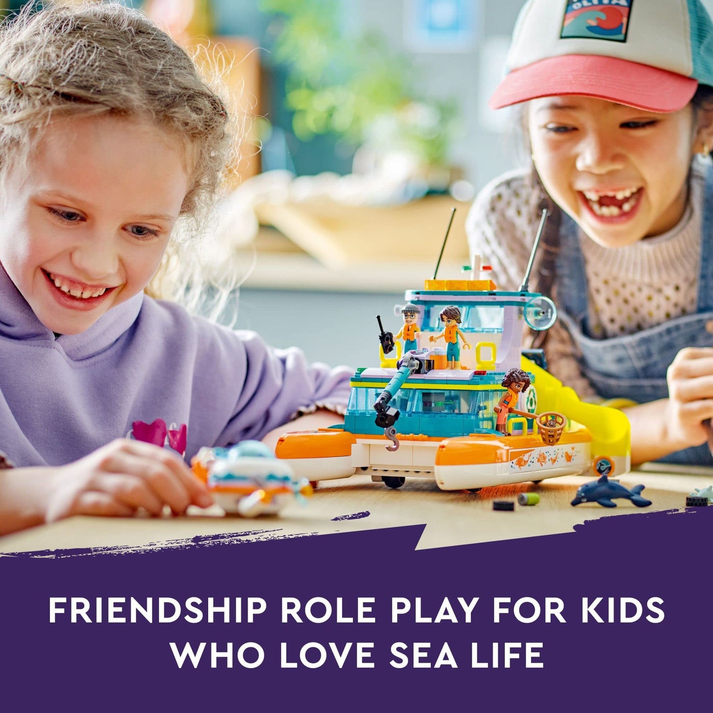 LEGO Friends Sea Rescue Boat 41734 – Ocean Rescue Toy Set for Kids 7+ with Mini-Dolls & Submarine