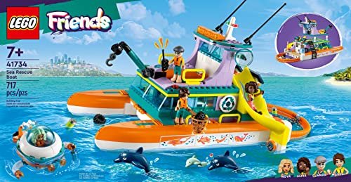 LEGO Friends Sea Rescue Boat 41734 | Ocean Rescue Toy Set for Ages 7+ | 717 Pieces