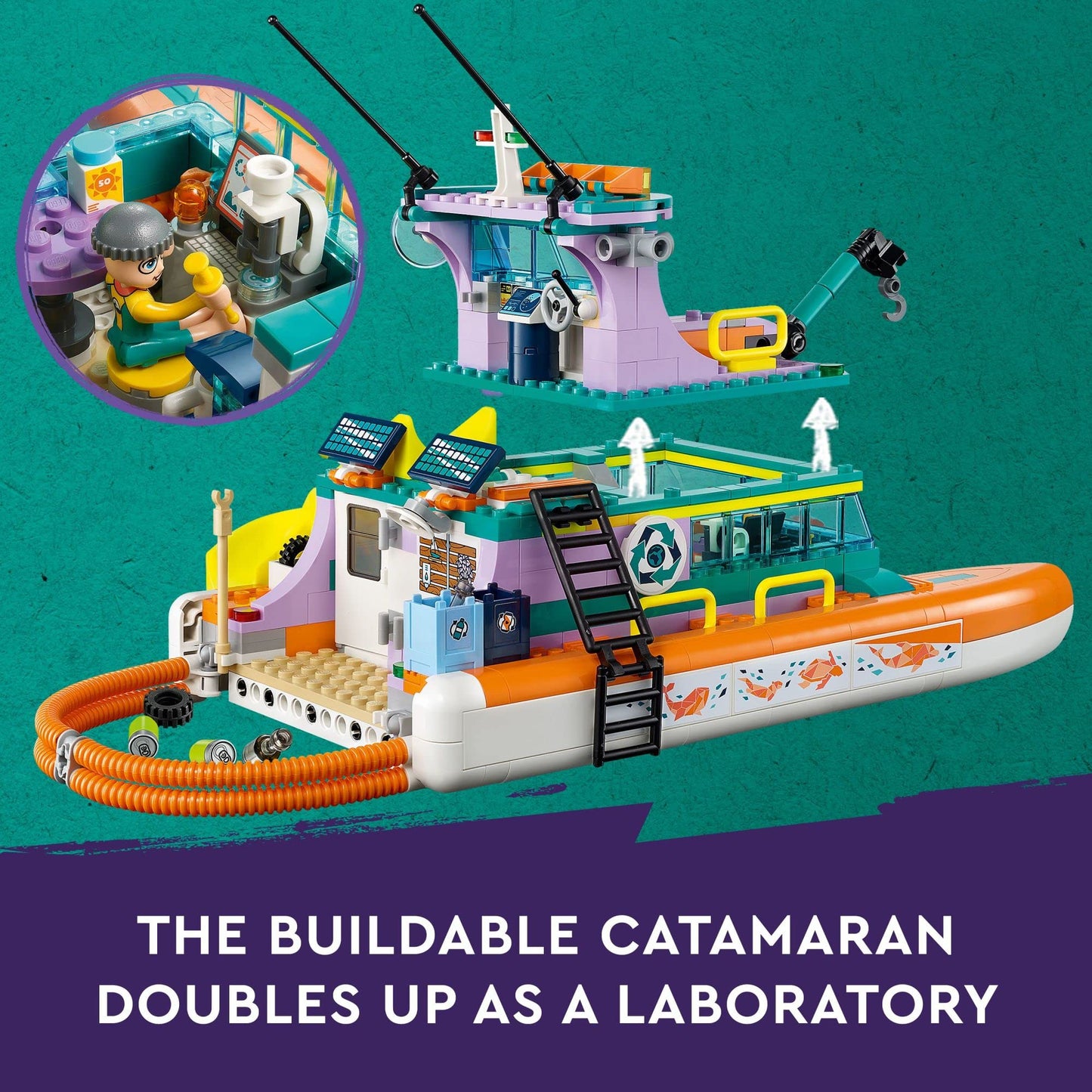 LEGO Friends Sea Rescue Boat 41734 – Ocean Rescue Toy Set for Kids 7+ with Mini-Dolls & Submarine