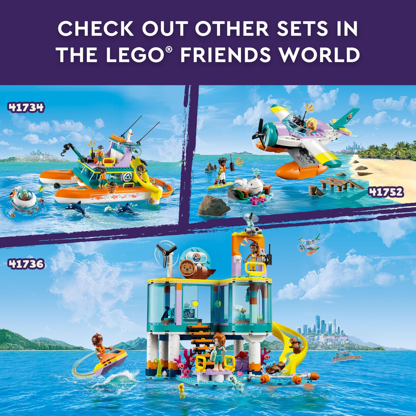 LEGO Friends Sea Rescue Center 41736 – Ocean Vet Playset with 3 Mini-Dolls & Sea Life