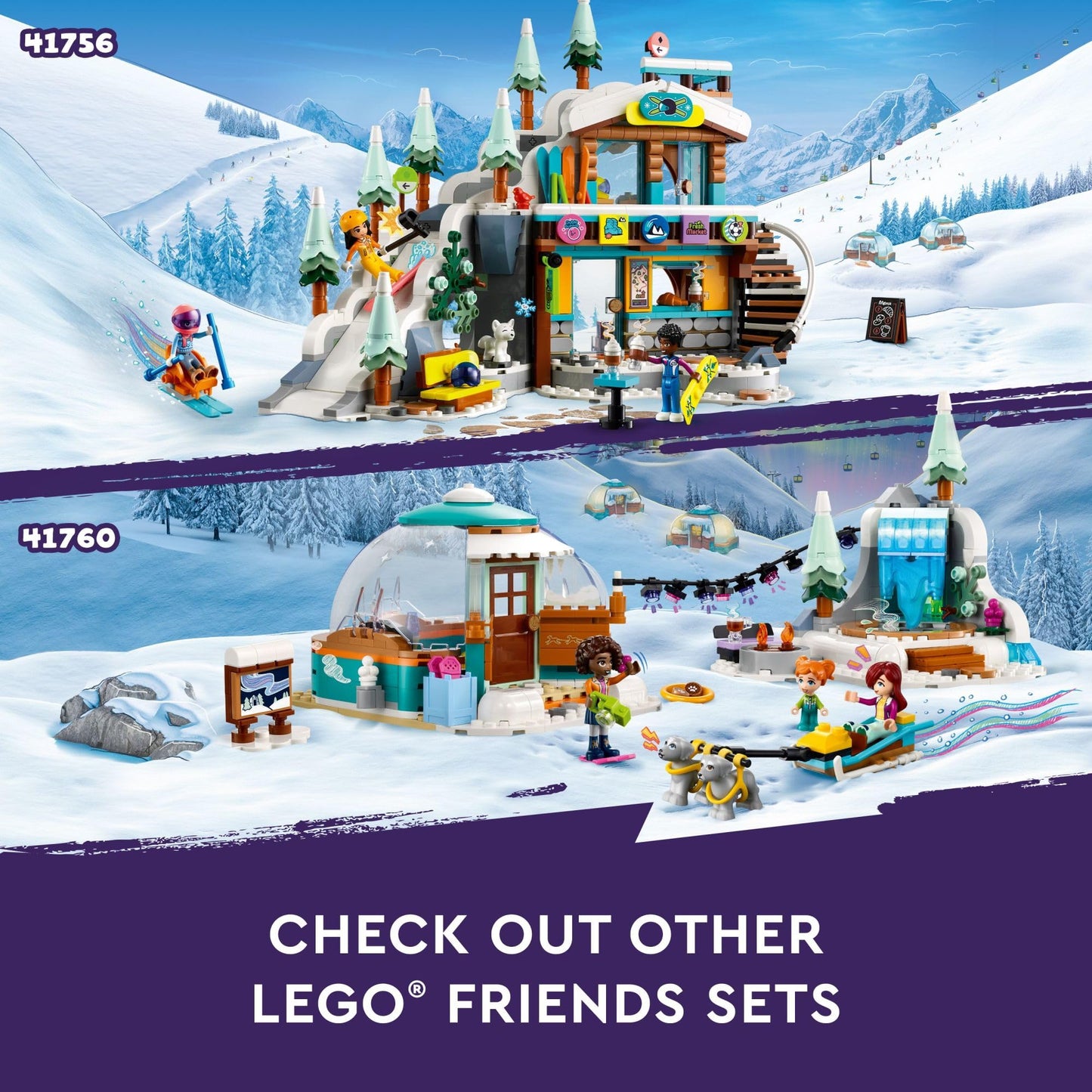 LEGO Friends Holiday Ski Slope & Café (42620) | 3 Mini-Dolls, 980 Pieces, Snowy Role-Play