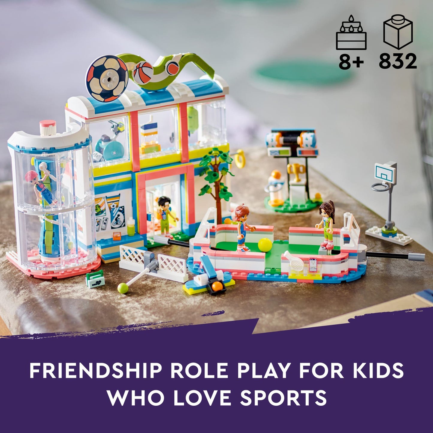 LEGO Friends Sports Center 41744 – Football, Basketball & Tennis Building Set (Ages 8+)