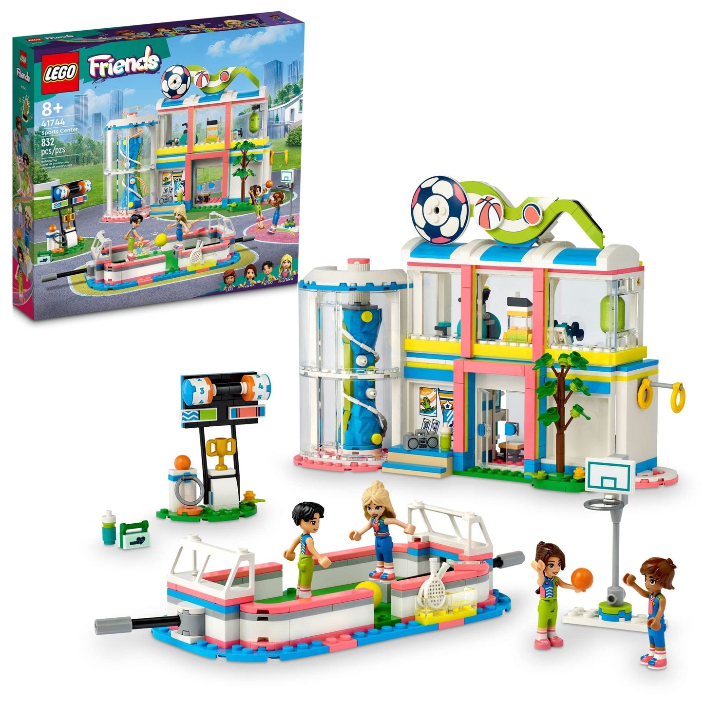 LEGO Friends Sports Center 41744 – Football, Basketball & Tennis Building Set (Ages 8+)